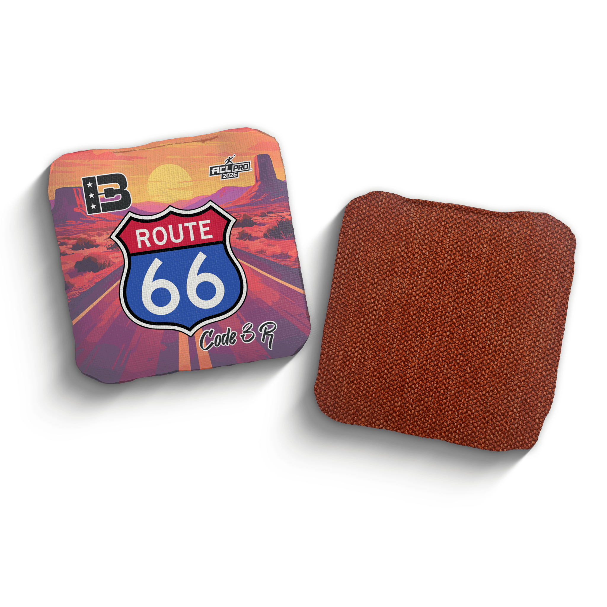 2026 Brotherhood Cornhole Code 3 Route 66 Collaboration ACL Pro Stamped Cornhole Bags - Brotherhood Cornhole