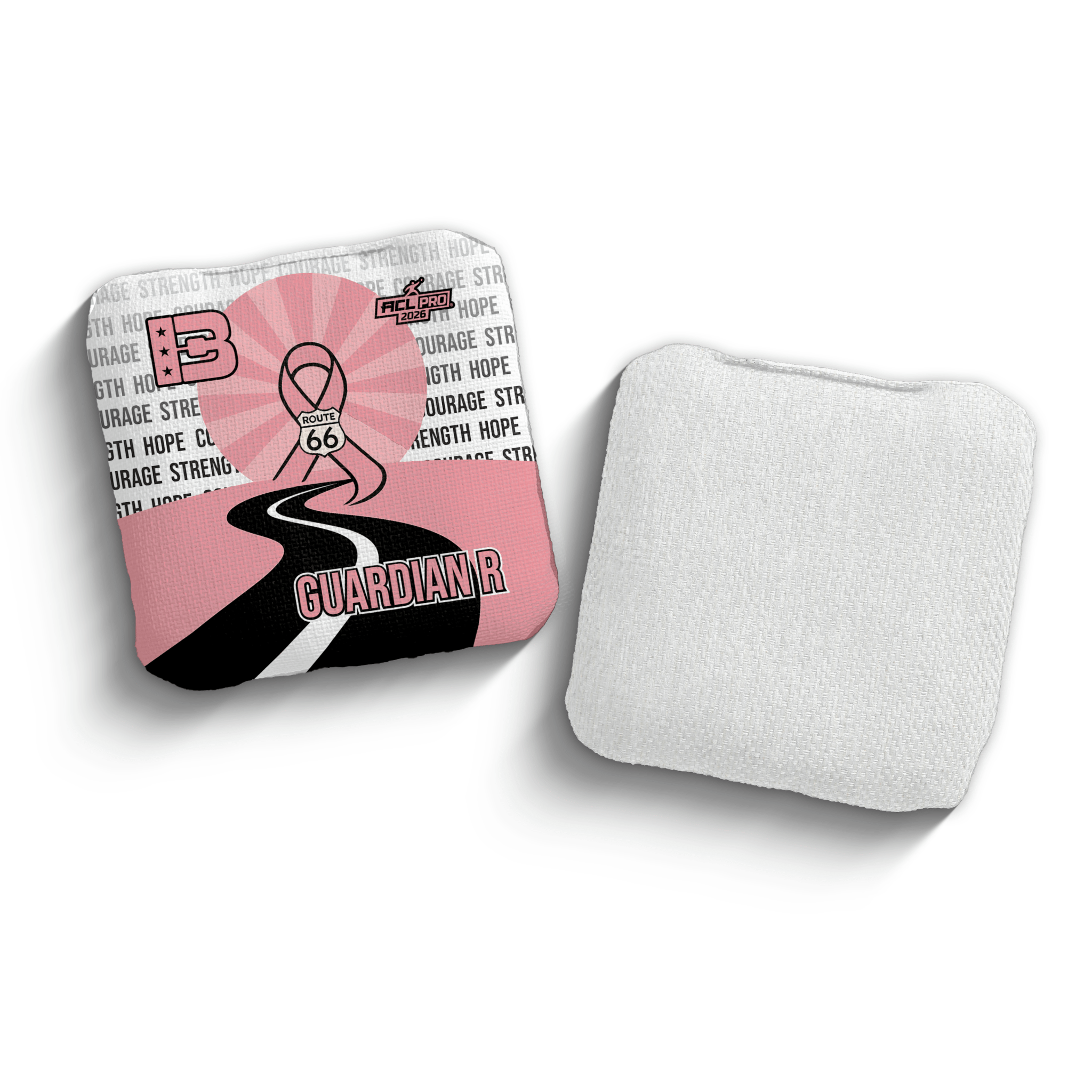 2026 Brotherhood Cornhole Guardian Route 66 Breast Cancer Awareness Collaboration ACL Pro Stamped Cornhole Bags - Brotherhood Cornhole
