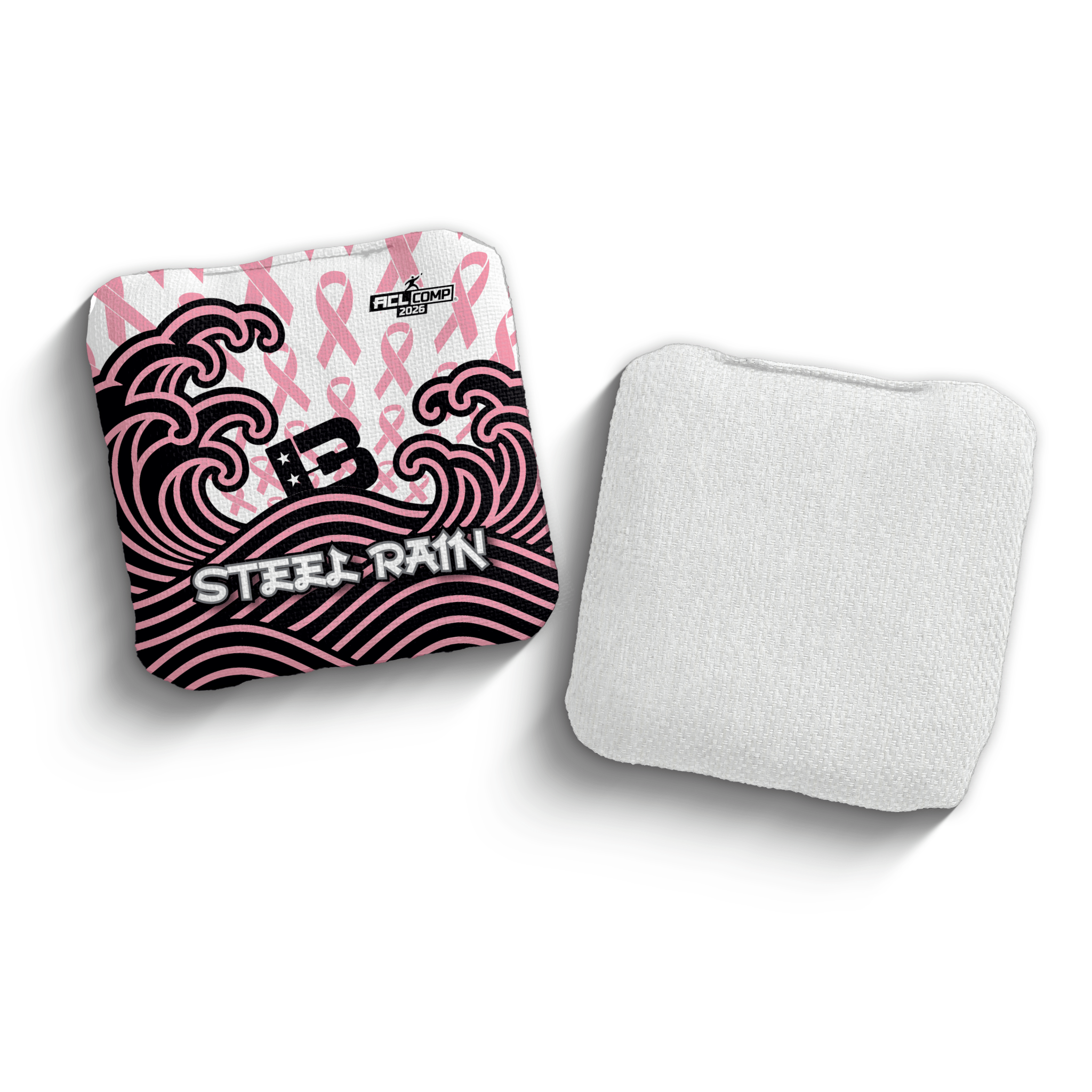 2026 Brotherhood Cornhole Steel Rain Breast Cancer Awareness Japanese Edition ACL Comp Stamped Cornhole Bags - Brotherhood Cornhole