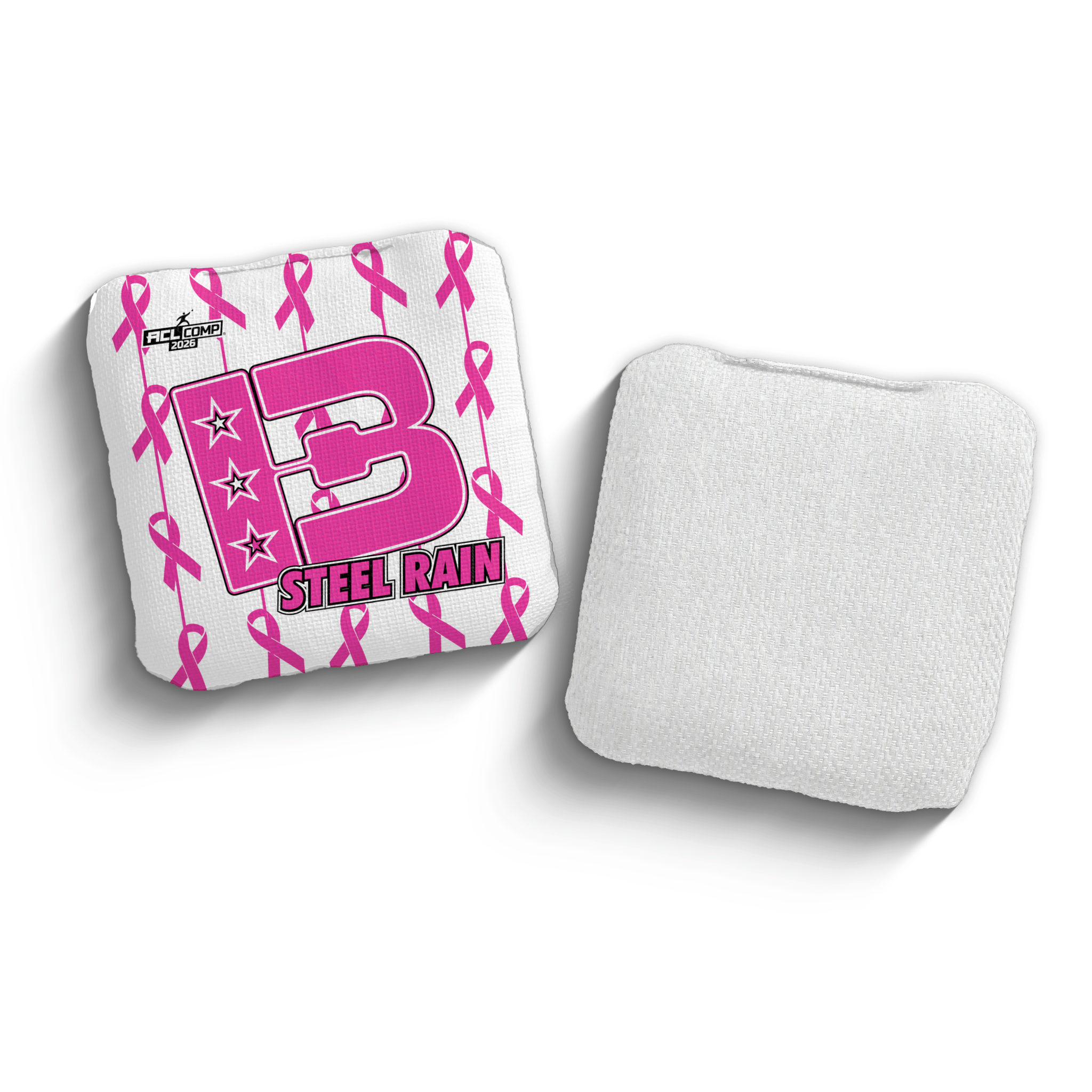 2026 Brotherhood Cornhole Steel Rain Breast Cancer Awareness TV Edition ACL Comp Stamped Cornhole Bags - Brotherhood Cornhole