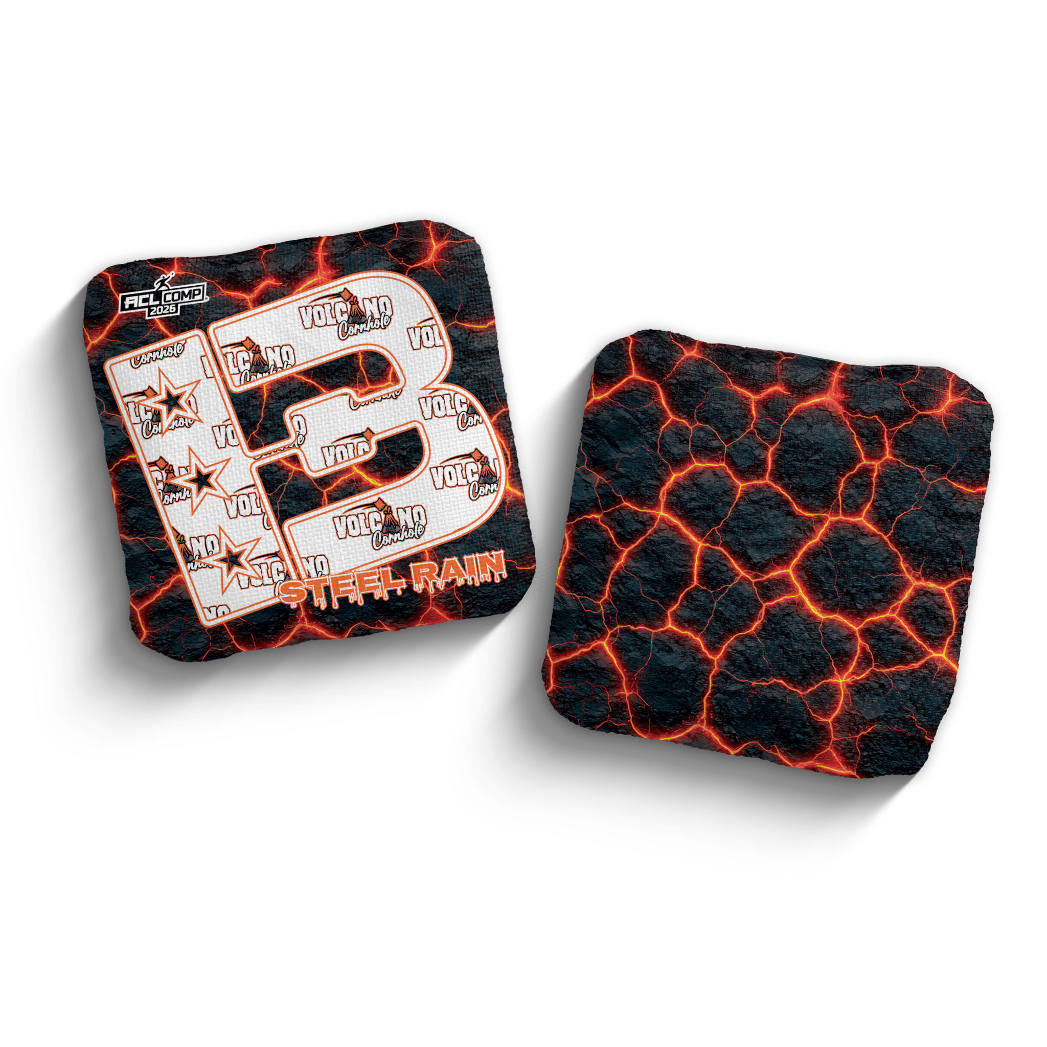 2026 Brotherhood Cornhole Steel Rain Volcano Cornhole Collaboration ACL Pro Stamped Cornhole Bags - Brotherhood Cornhole
