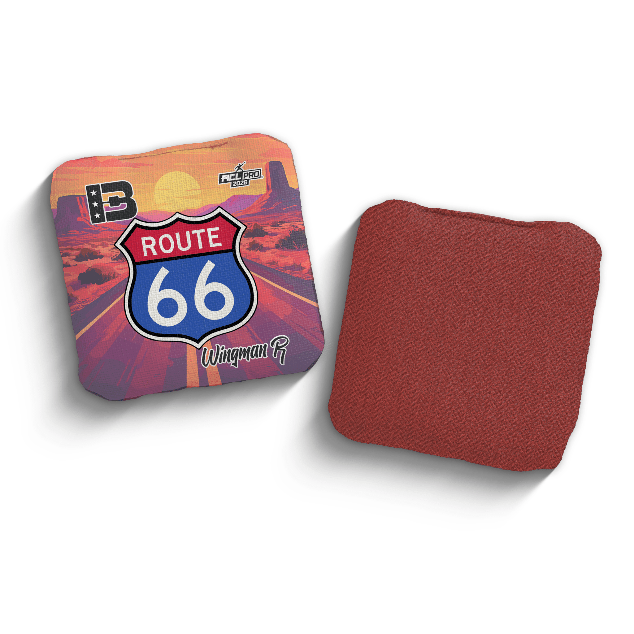 2026 Brotherhood Cornhole Wingman Route 66 Collaboration ACL Pro Stamped Cornhole Bags - Brotherhood Cornhole