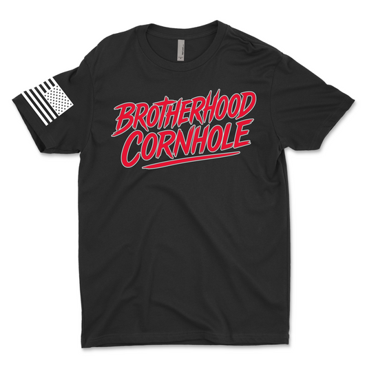 Men's Brotherhood Cornhole Ink Stroked T-Shirt