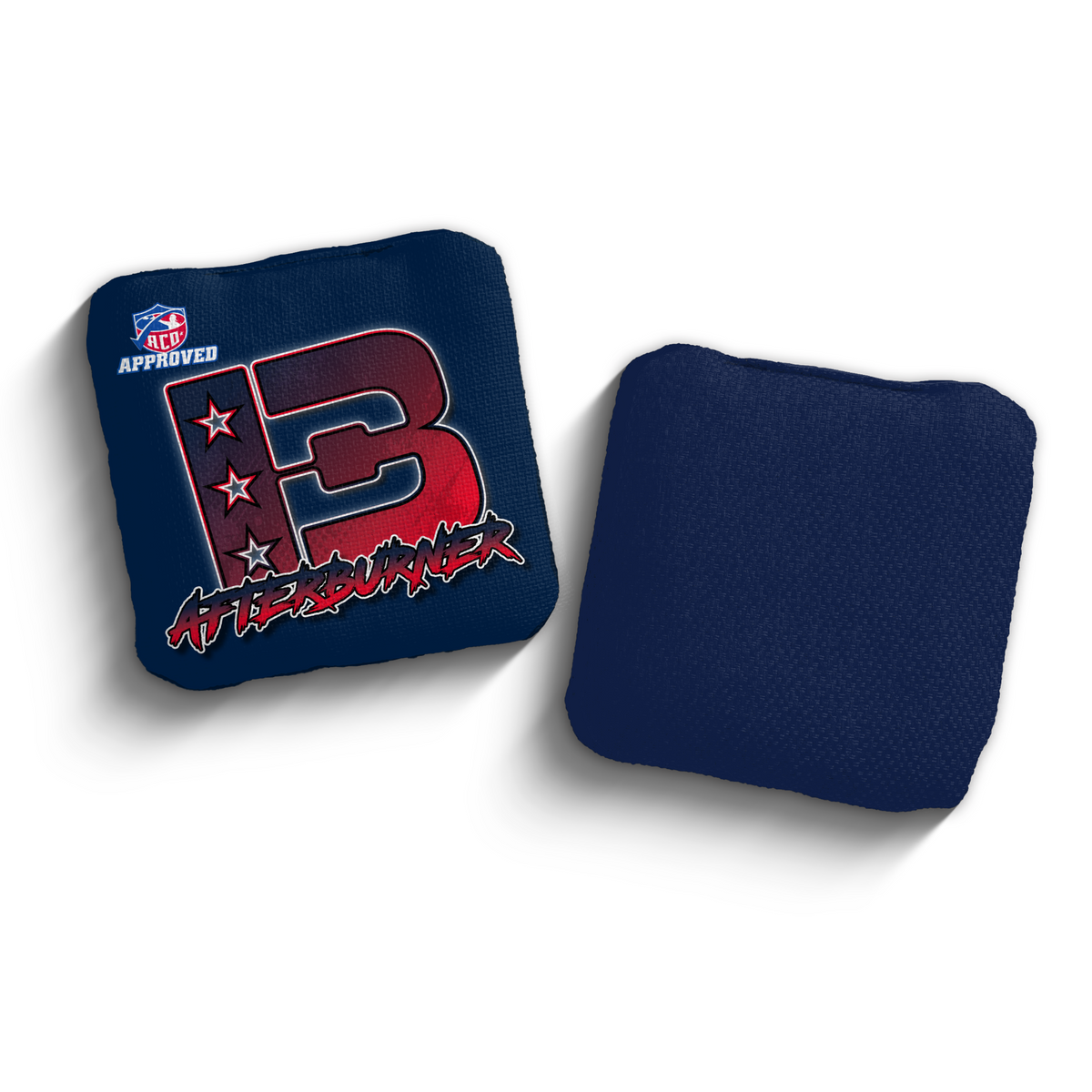 Afterburner Broadcast Red Blue ACO Stamped cornhole bags
