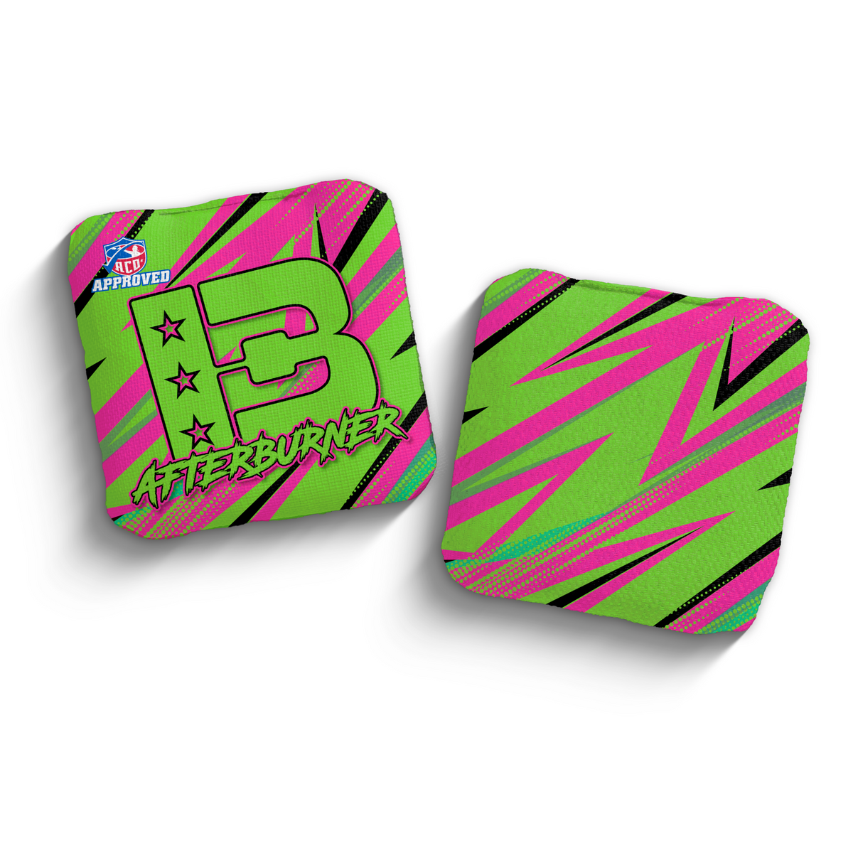 Afterburner Chaos Green ACO Stamped cornhole bags
