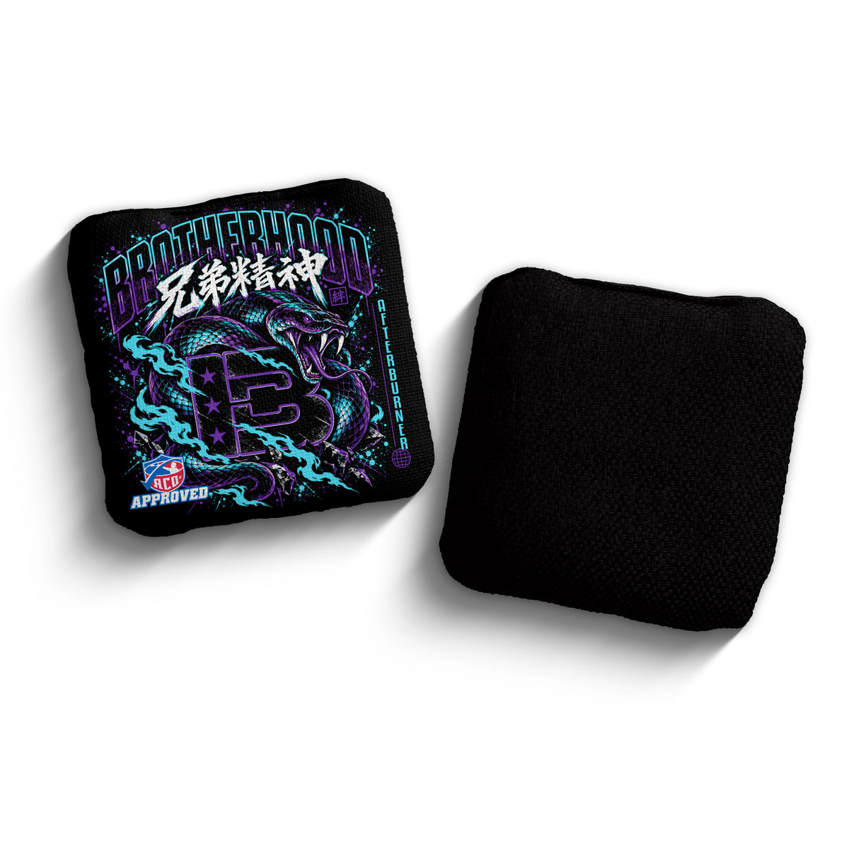 Brotherhood Cornhole Afterburner Different Breed snake design cornhole bags