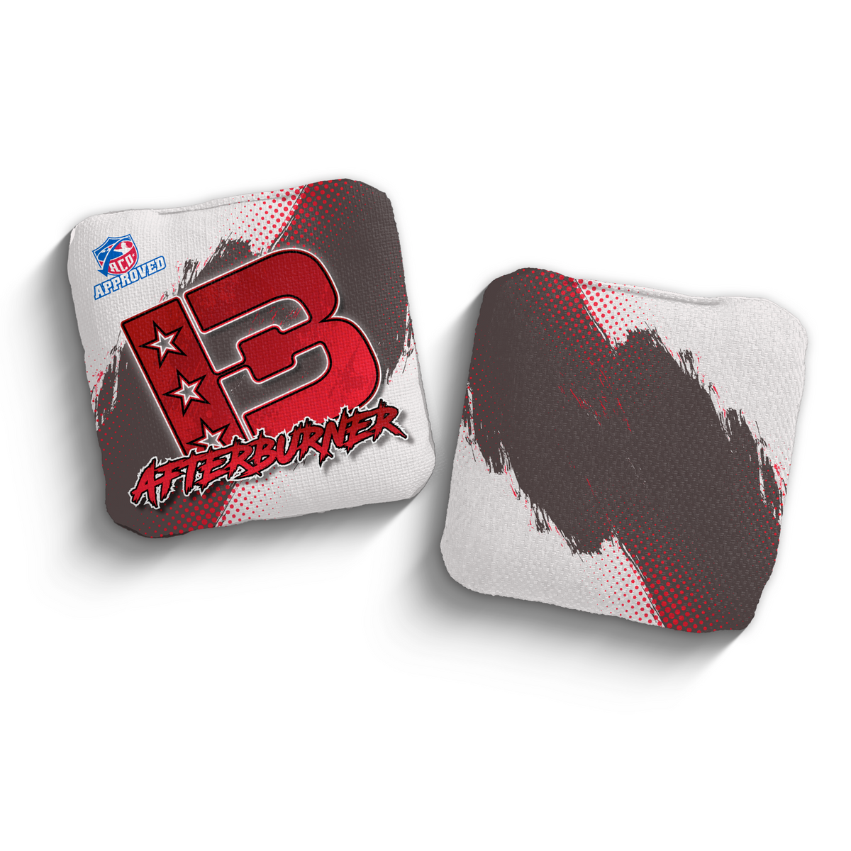 Afterburner Grunge Gradient RED-WHI ACO Stamped cornhole bags