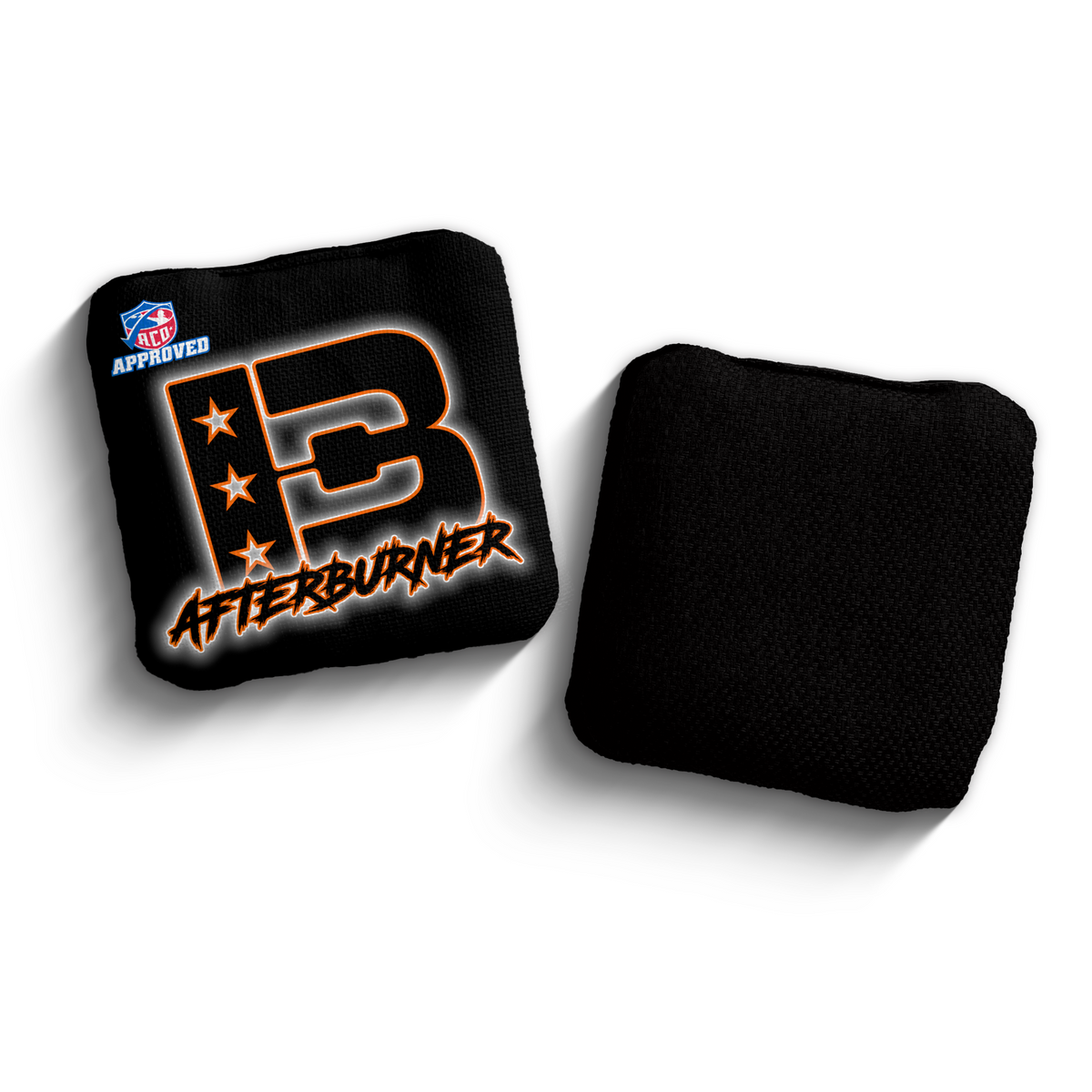 Afterburner Outline BLK-ORG ACO Stamped cornhole bags