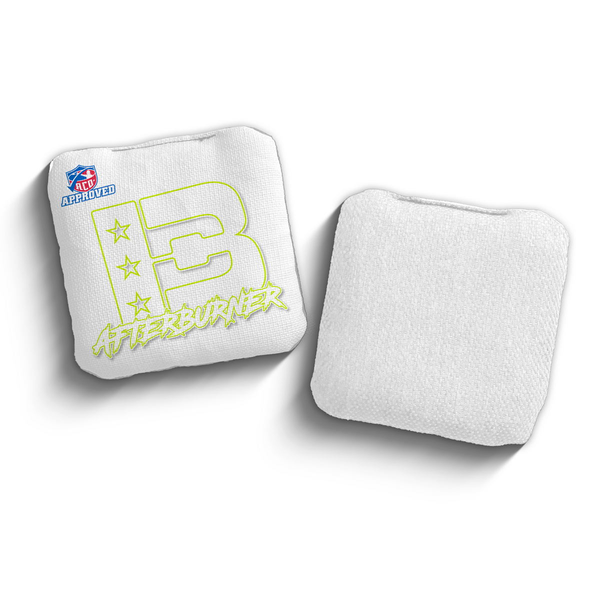 Afterburner White Outline WHI-LIM ACO stamped cornhole bags