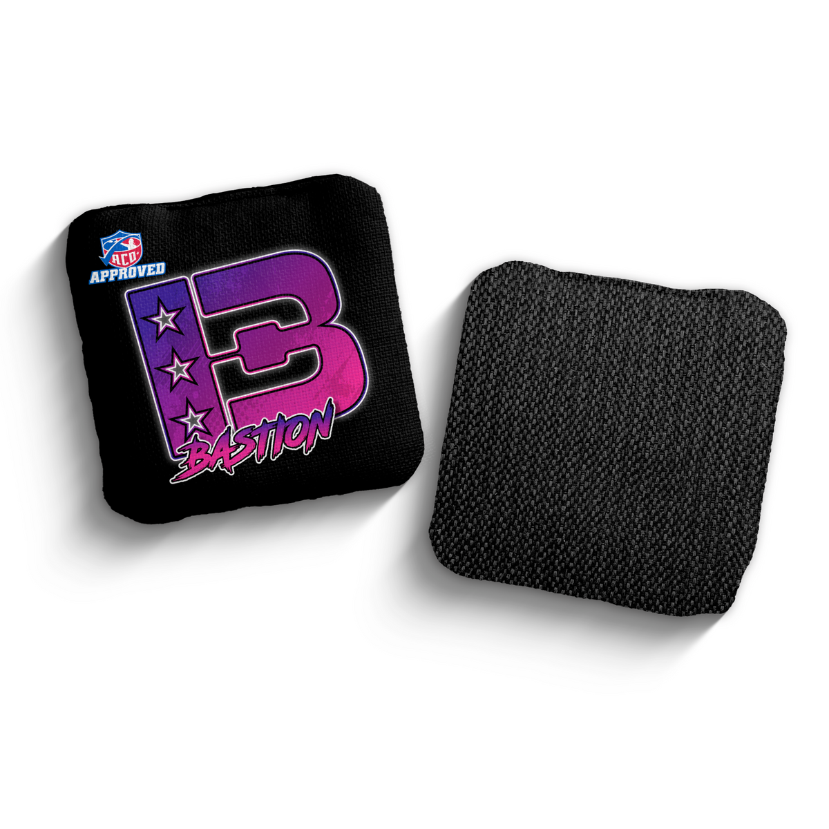 Bastion Broadcast Black Pink ACO Stamped cornhole bags