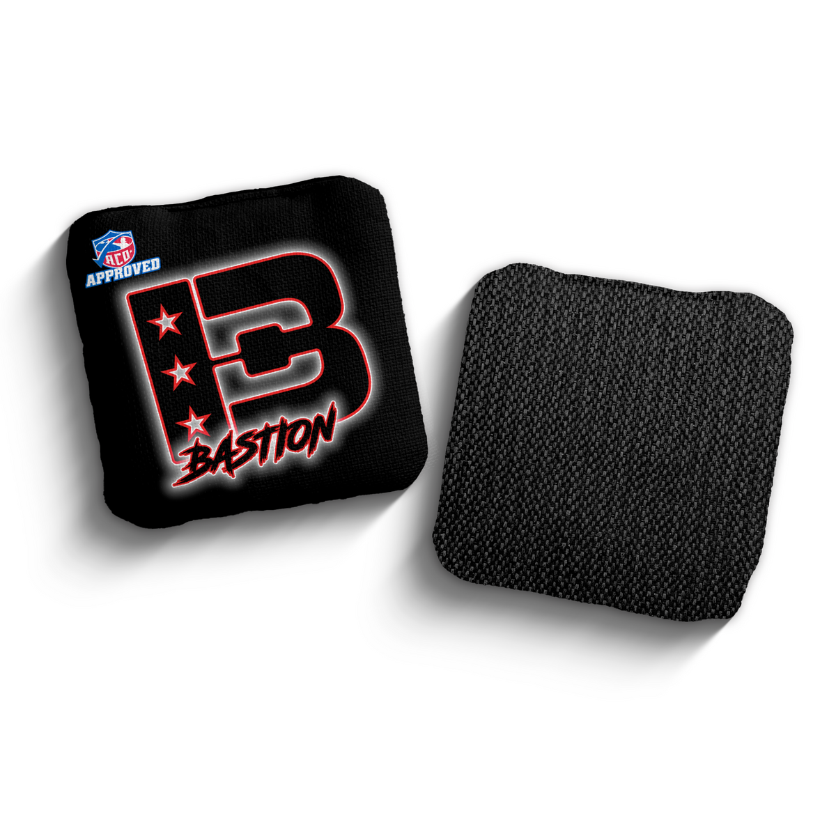 Bastion Black Outline BLK-RED ACO Stamped cornhole bags