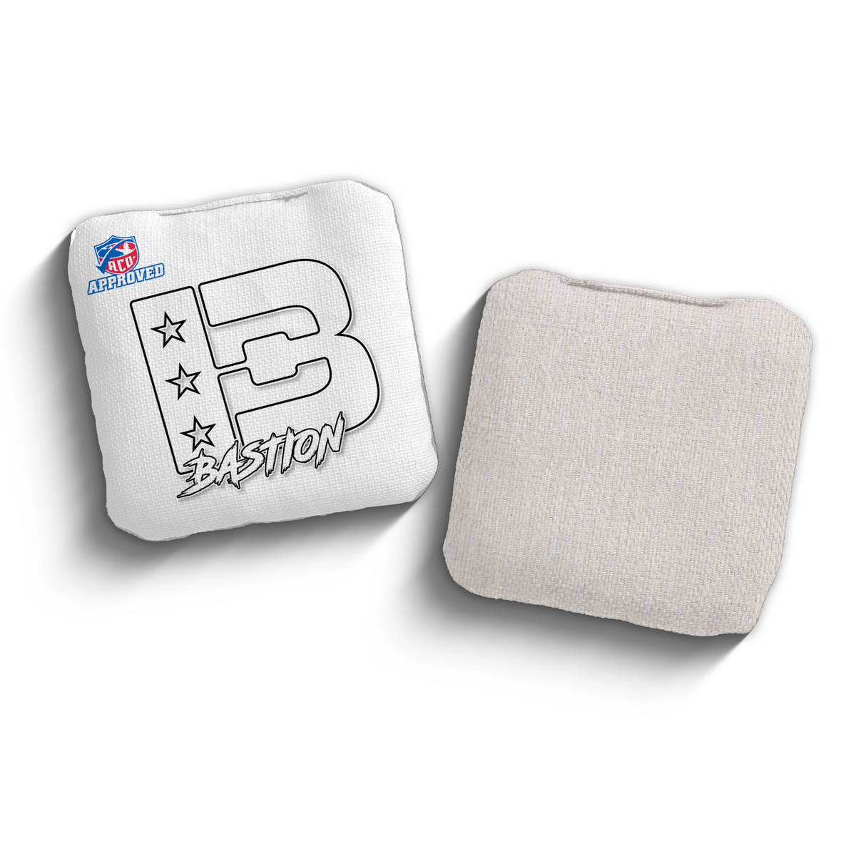 Bastion White Outline WHI-BLK ACO stamped cornhole bags