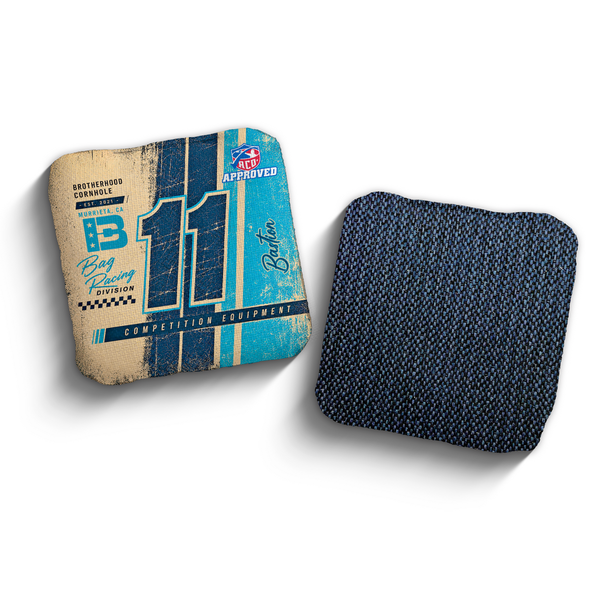 Bastion Pole Position Blue ACO stamped cornhole bags