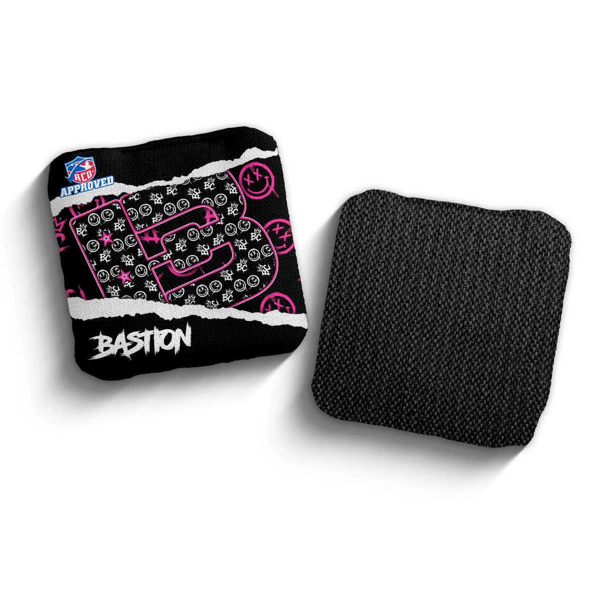 Bastion Torn Smiles Black ACO stamped cornhole bags