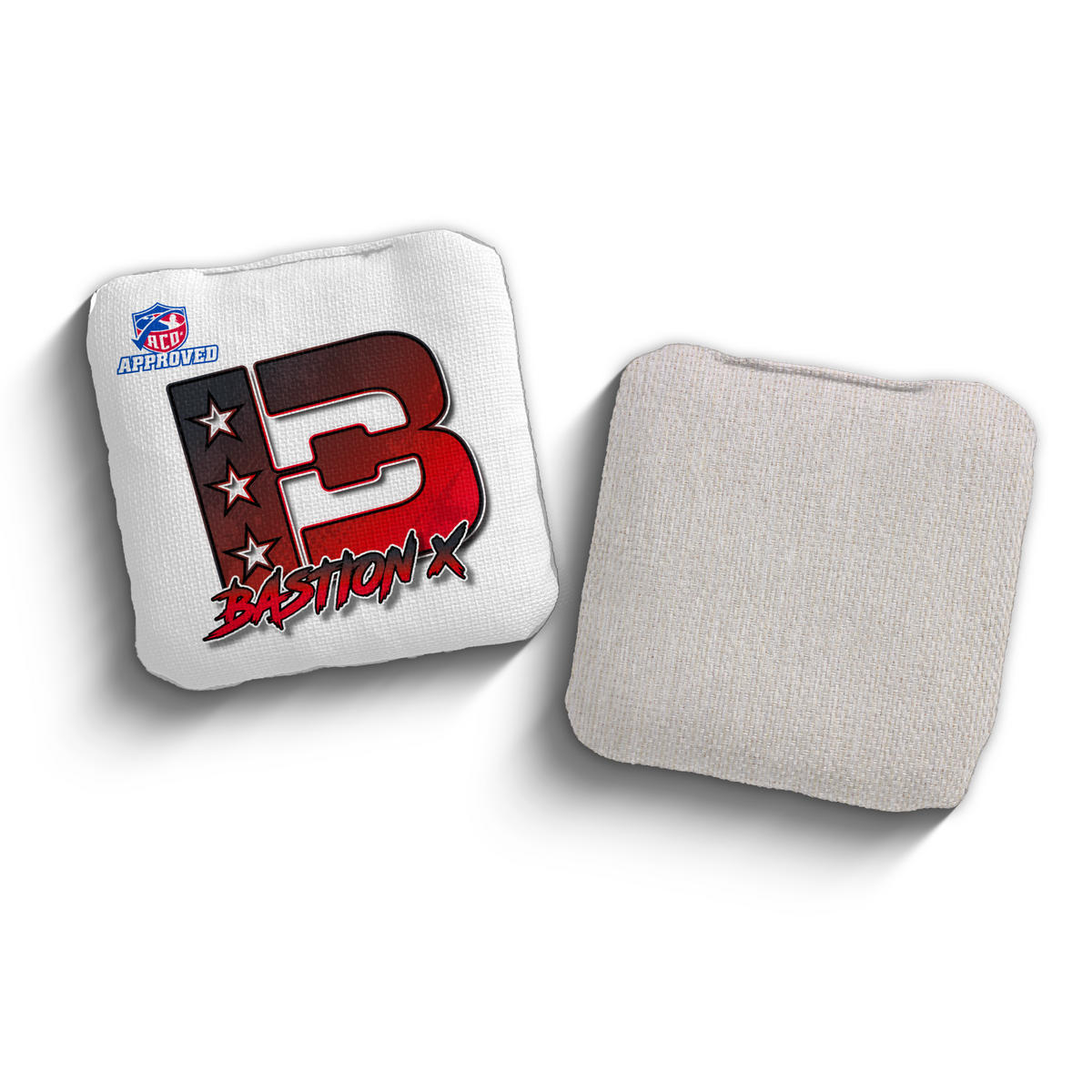 Bastion X Broadcast Red White ACO Stamped cornhole bags