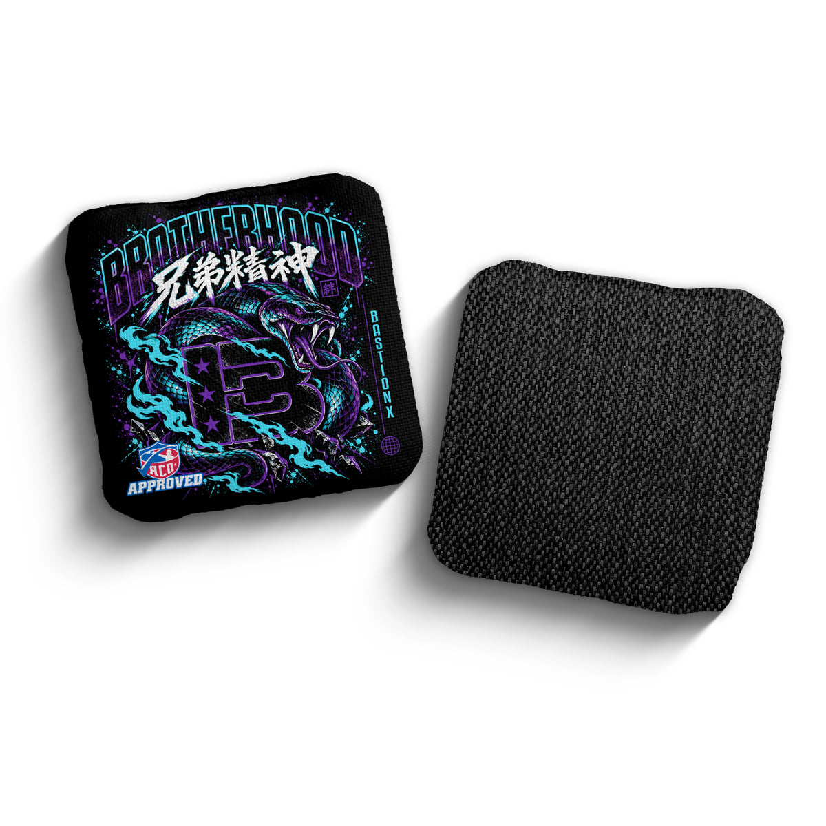 Brotherhood Cornhole Bastion X Different Breed snake design cornhole bags