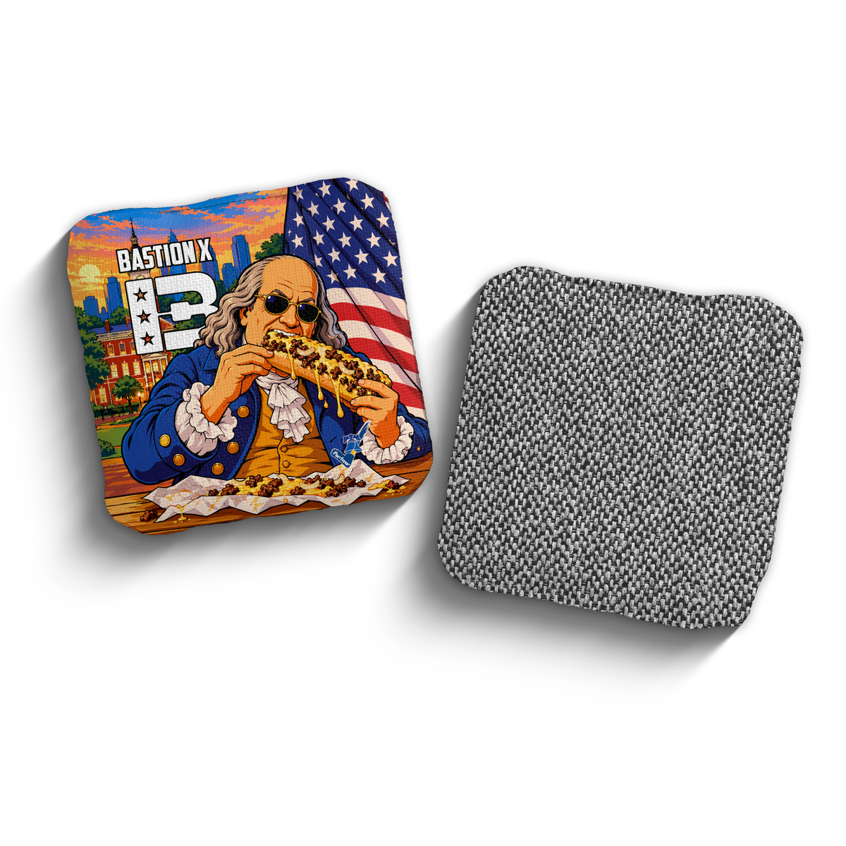 Bastion X Benjamin Franklin Edition PCA Stamped cornhole bags