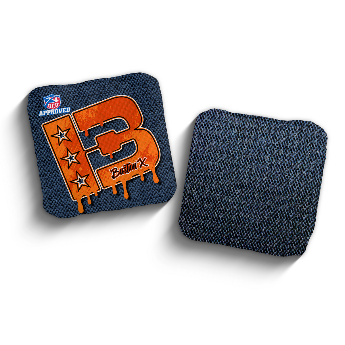 Brotherhood Cornhole Bastion X Color Match ACO Stamped cornhole bags - Blue
