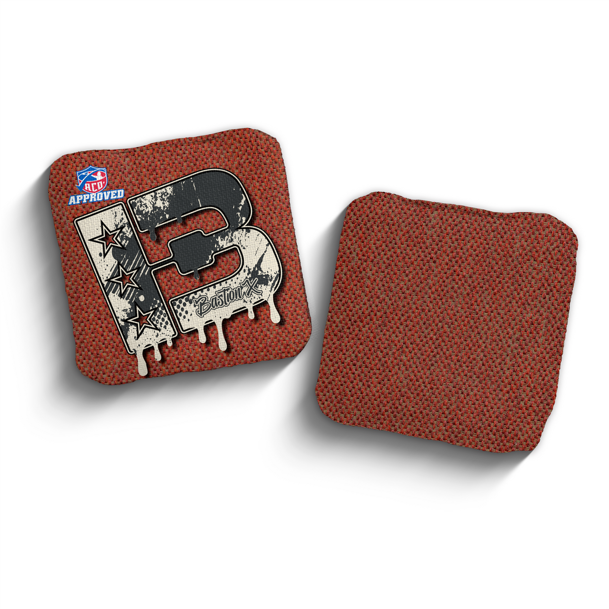 Brotherhood Cornhole Bastion X Color Match ACO Stamped cornhole bags - Red