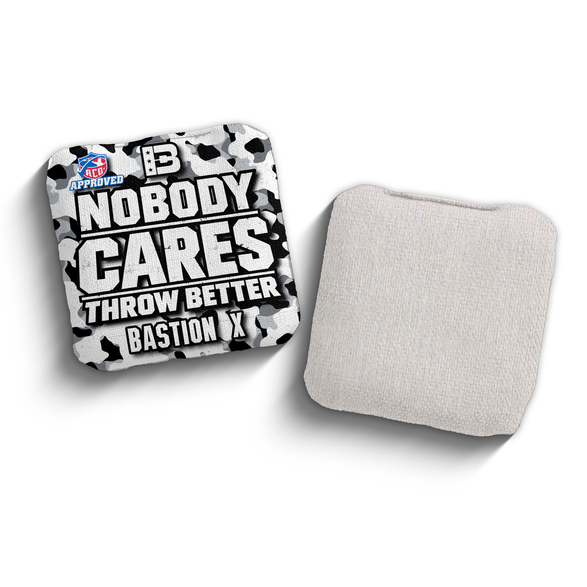 2027 Brotherhood Cornhole Bastion X Nobody Cares Camo Edition ACO Stamped Cornhole Bags - White