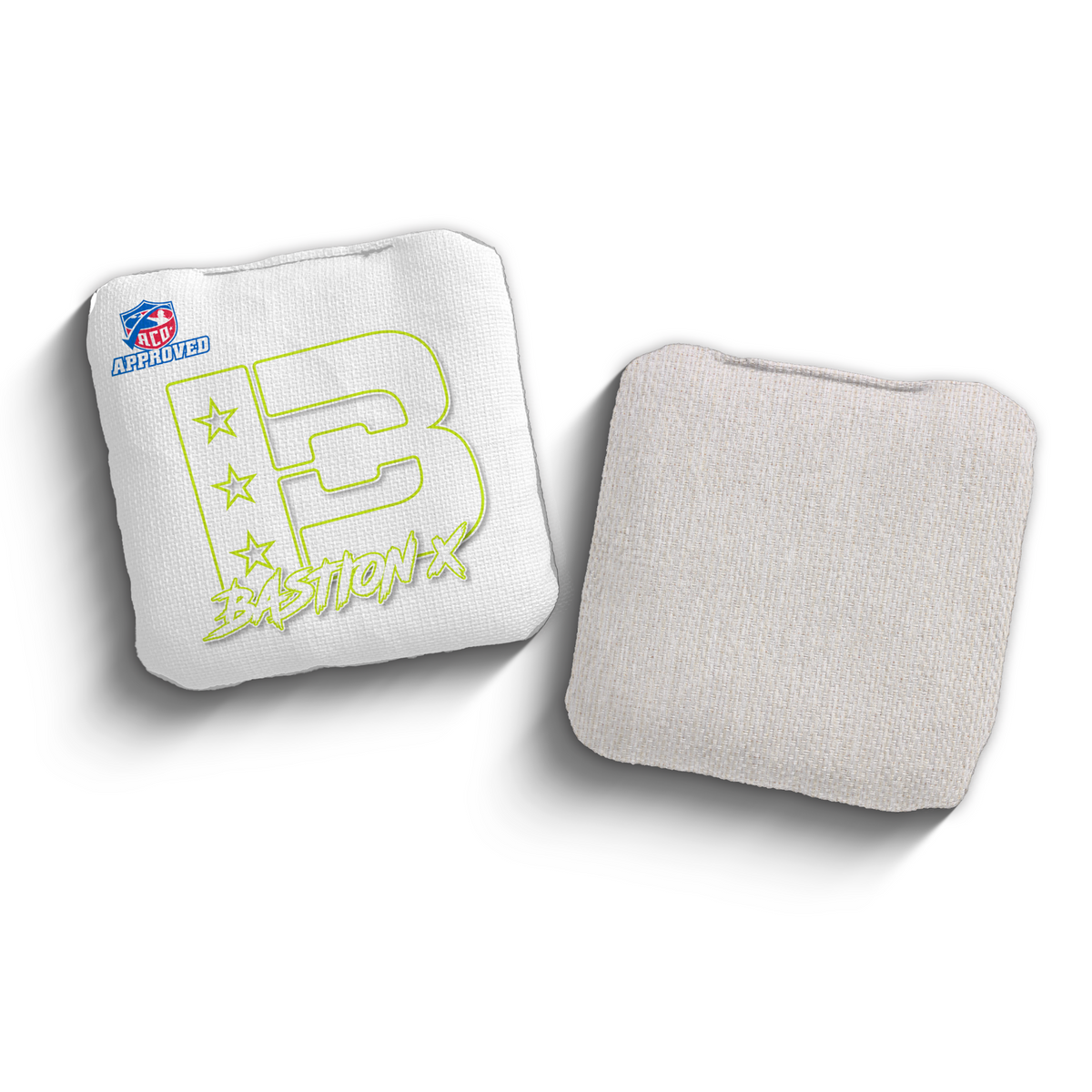 Bastion X White Outline WHI-LIM ACO stamped cornhole bags