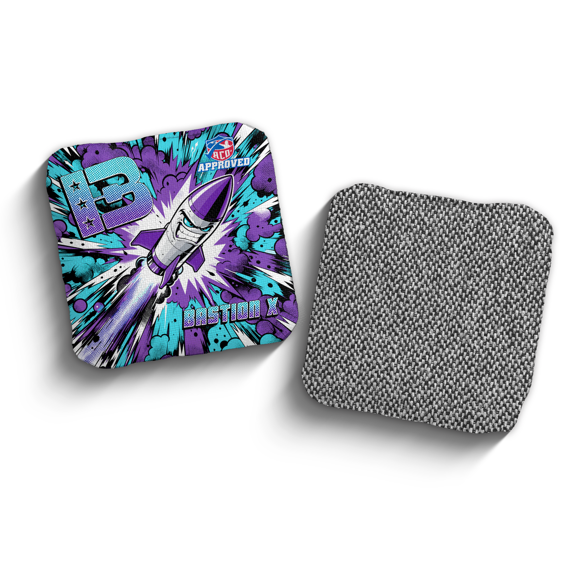Bastion X Piss Missile Edition ACO Stamped cornhole bags - Aqua