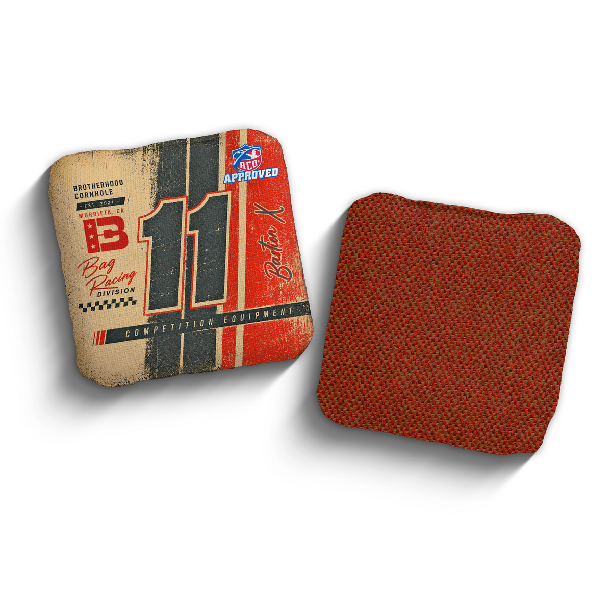 Bastion X Pole Position Red ACO stamped cornhole bags