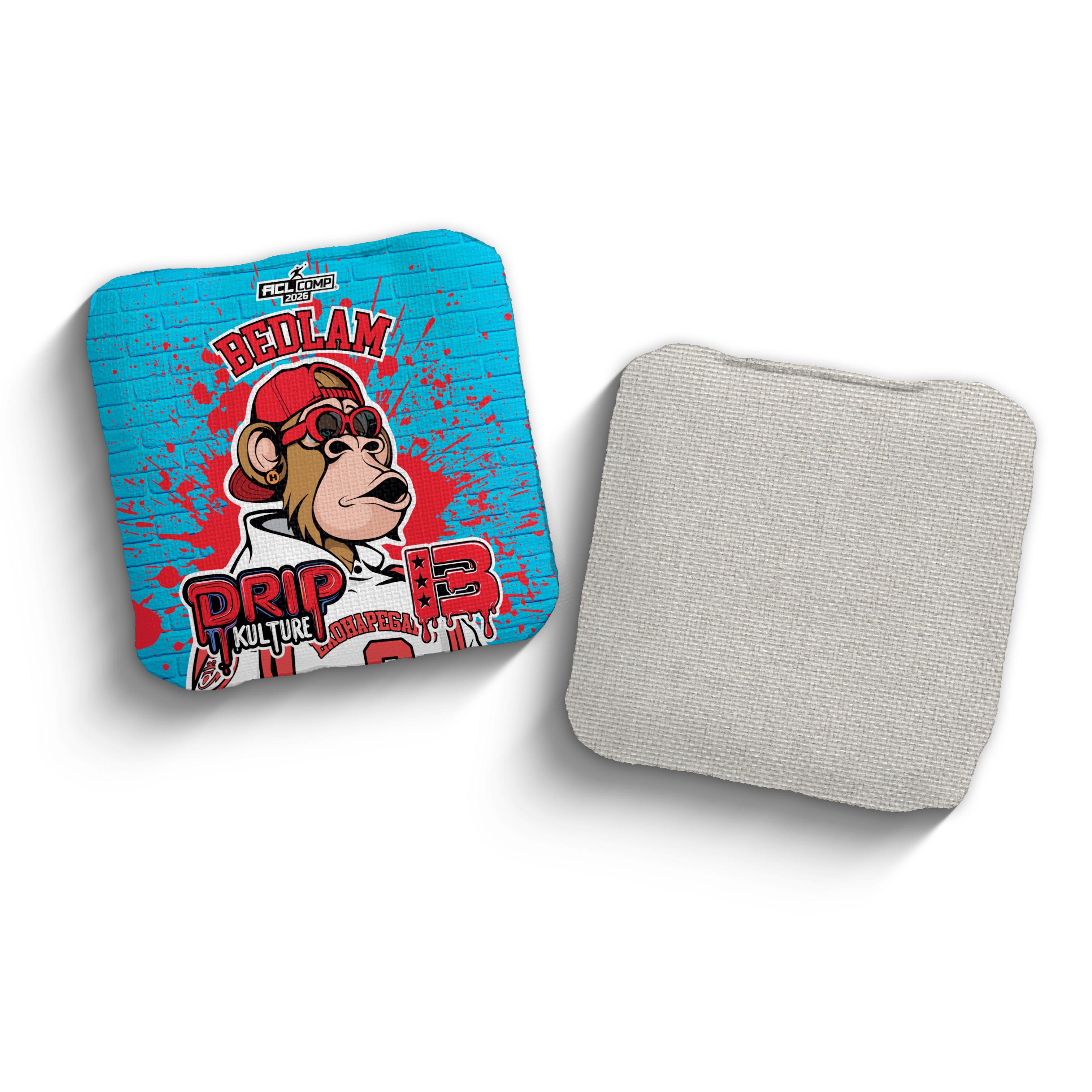 2026 Brotherhood Cornhole Bedlam Drip Kulture Collaboration ACL Comp Stamped Cornhole Bags - Brotherhood Cornhole