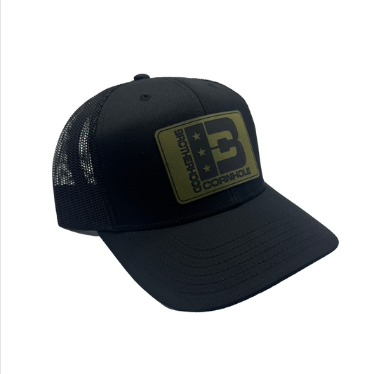 Green Patch Mesh Back Trucker Snapback Hat (Black)