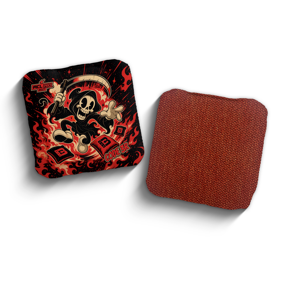 2027 Brotherhood Cornhole Code 3 Reaper Parade Edition ACL Pro Stamped Cornhole Bags - Red