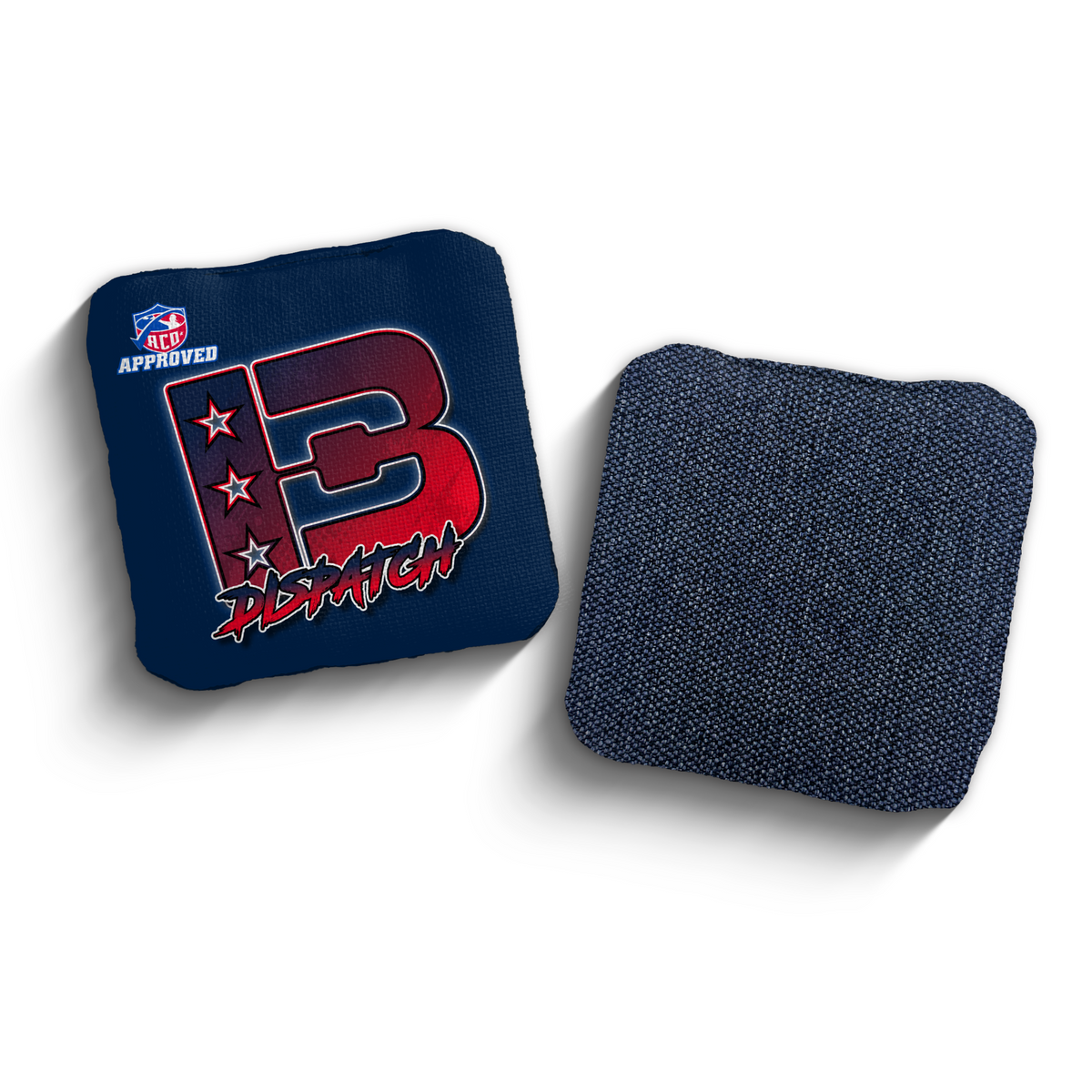 Dispatch Broadcast Red Blue ACO Stamped cornhole bags