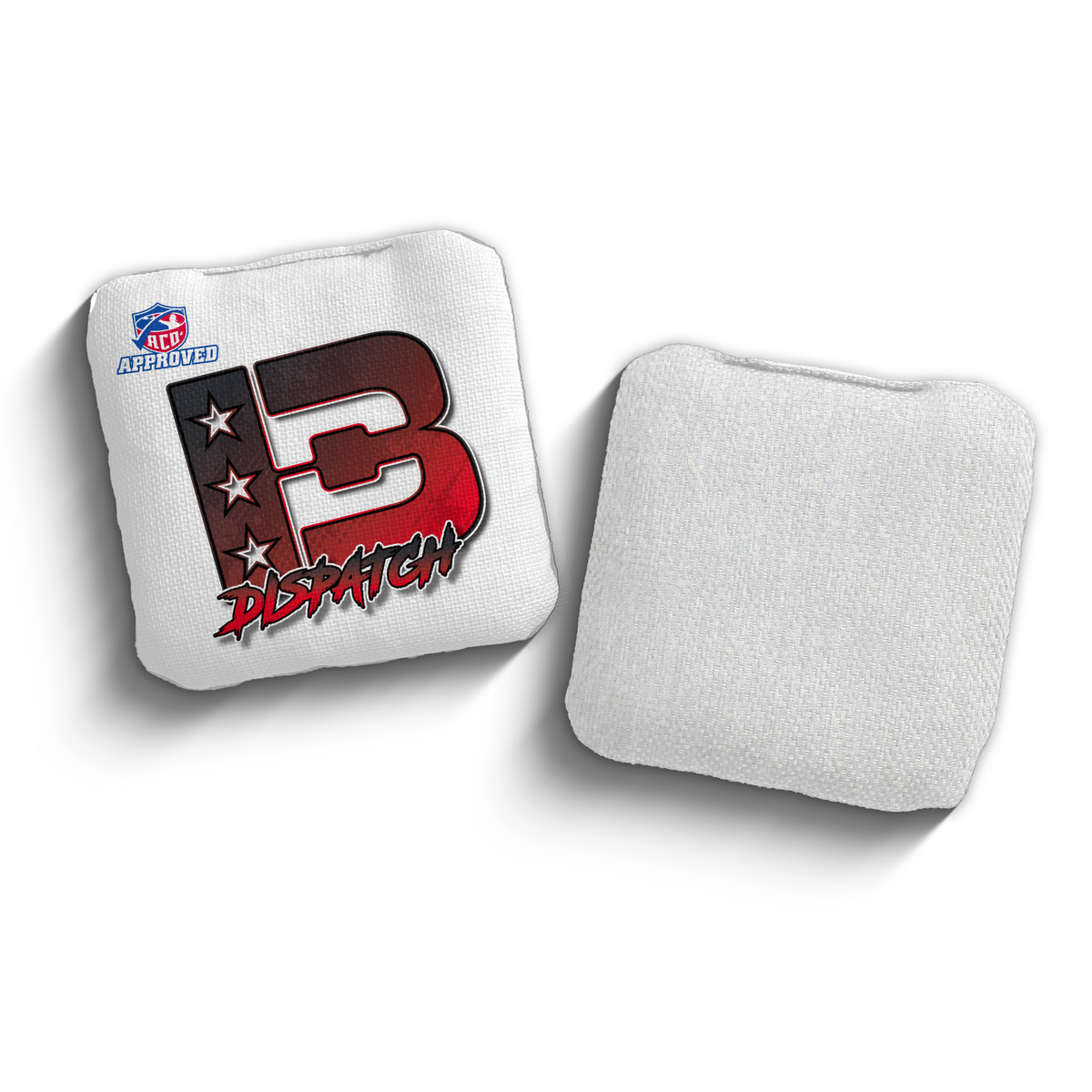 Dispatch Broadcast Red White ACO Stamped cornhole bags