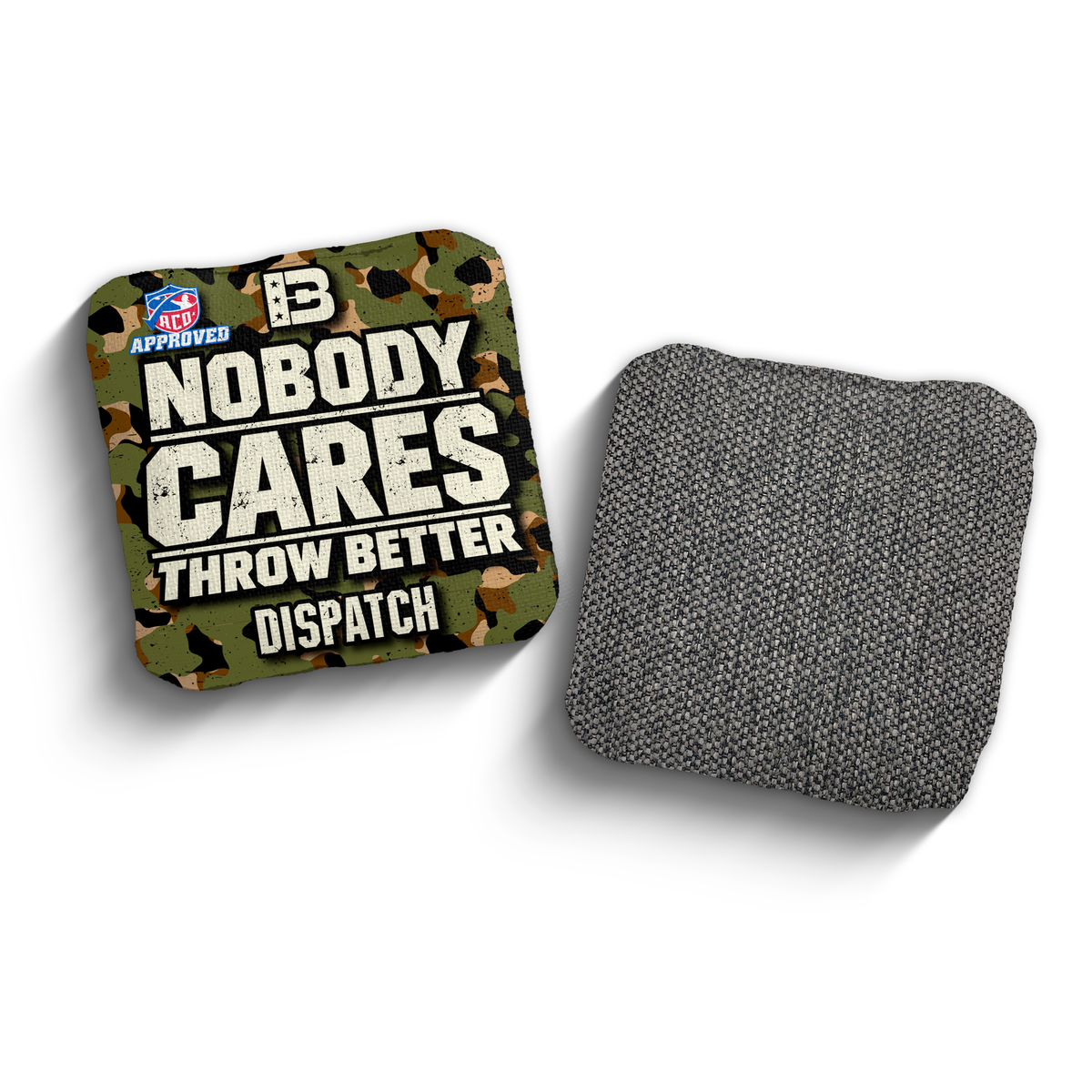 2027 Brotherhood Cornhole Dispatch Nobody Cares Camo Edition ACO Stamped Cornhole Bags - Green