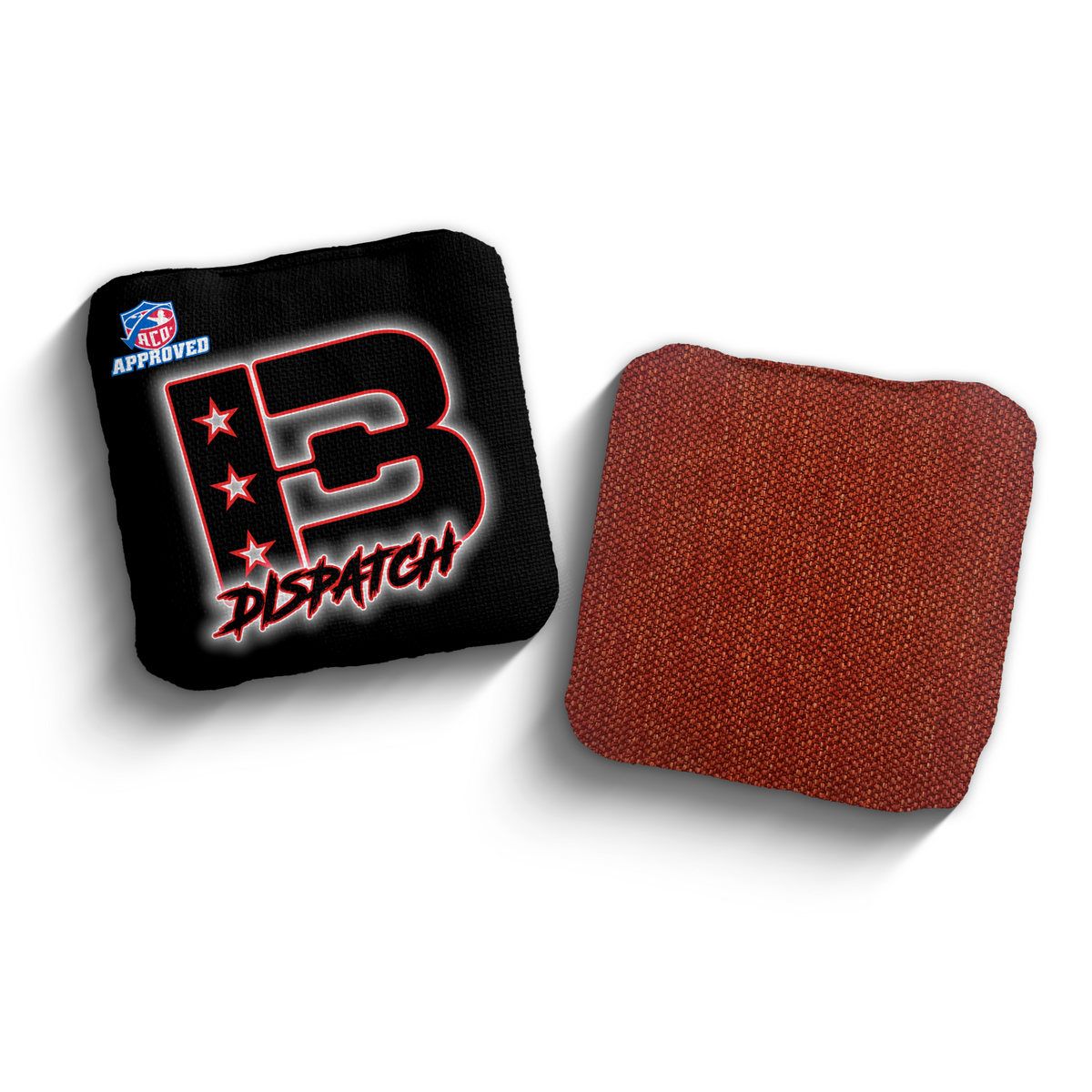 Dispatch Black Outline BLK-RED ACO Stamped cornhole bags