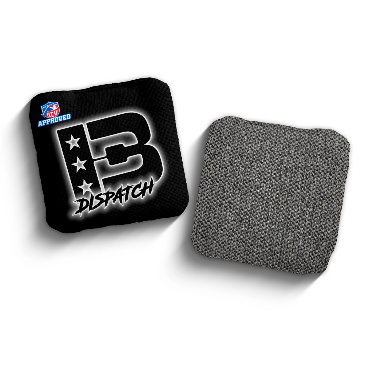 Dispatch Black Outline BLK-WHI ACO Stamped cornhole bags