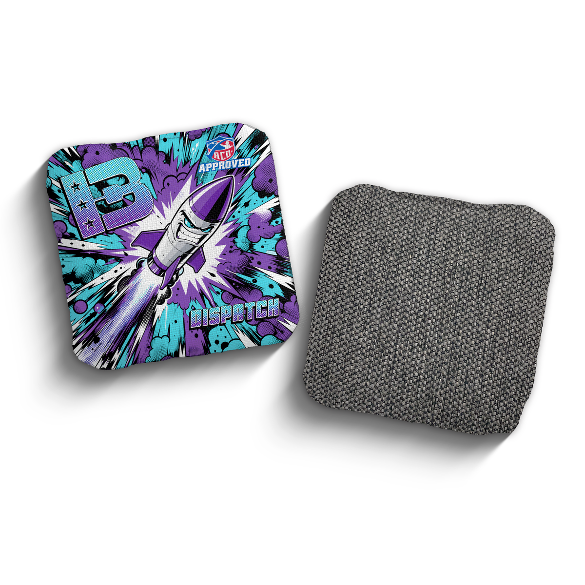 Dispatch Piss Missile Edition ACO Stamped cornhole bags - Aqua