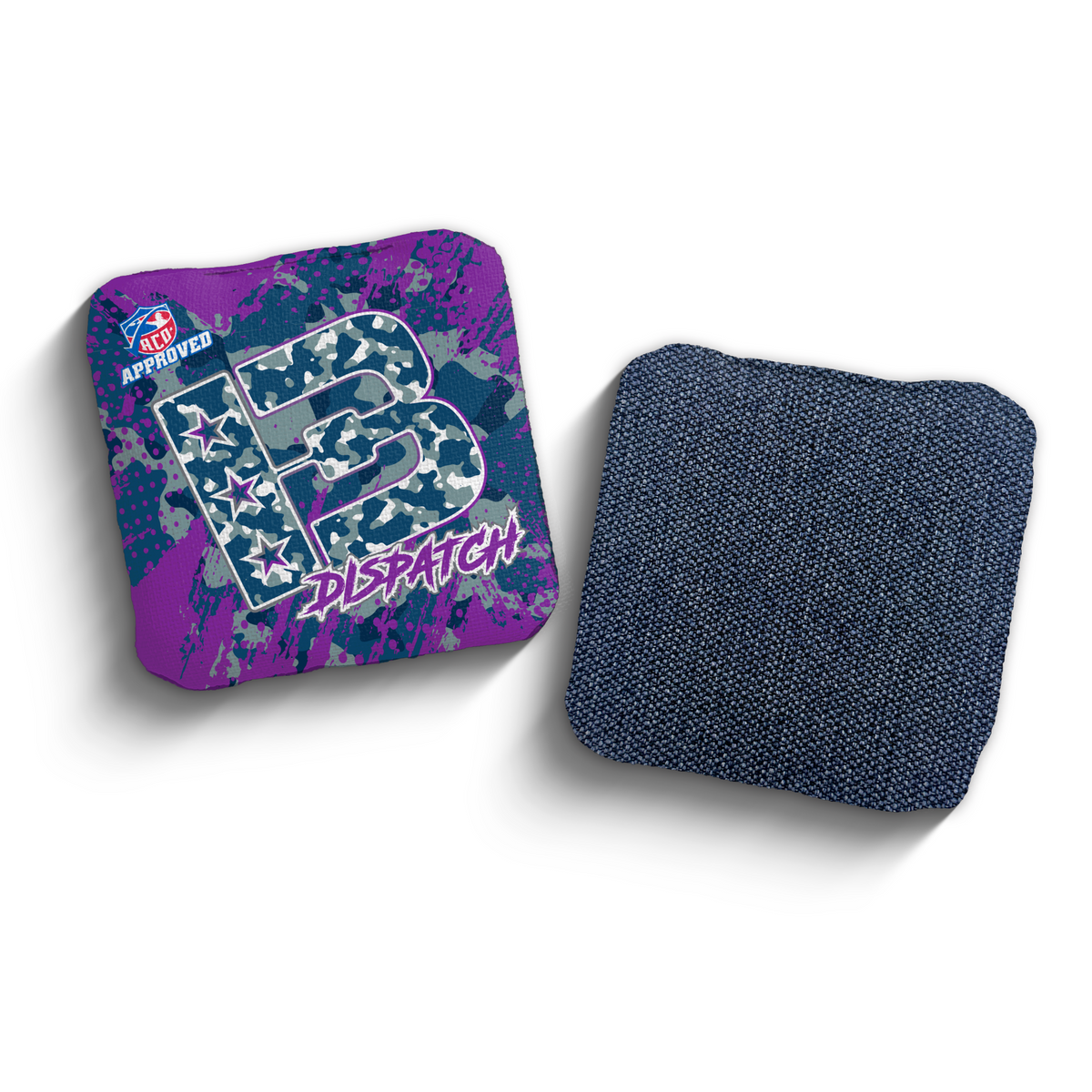 Dispatch Camo Blue ACO stamped cornhole bags