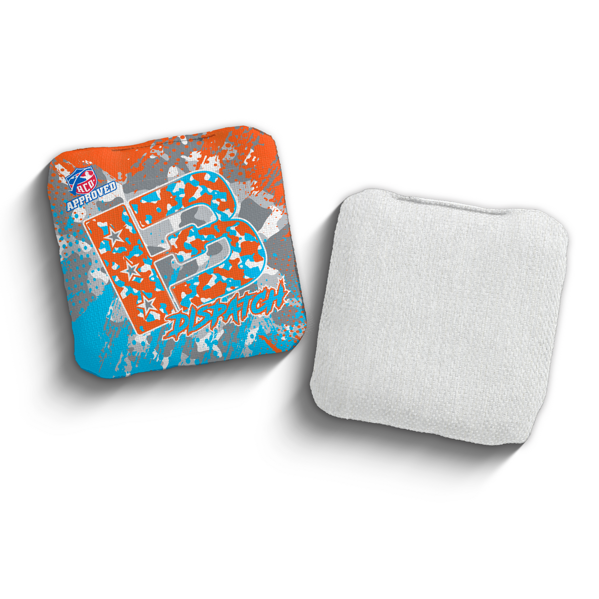 Dispatch Camo Orange ACO stamped cornhole bags
