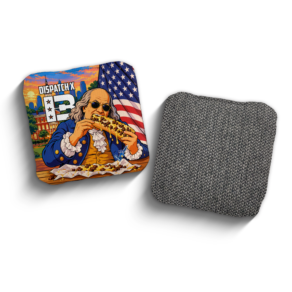 Dispatch X Benjamin Franklin Edition PCA Stamped cornhole bags