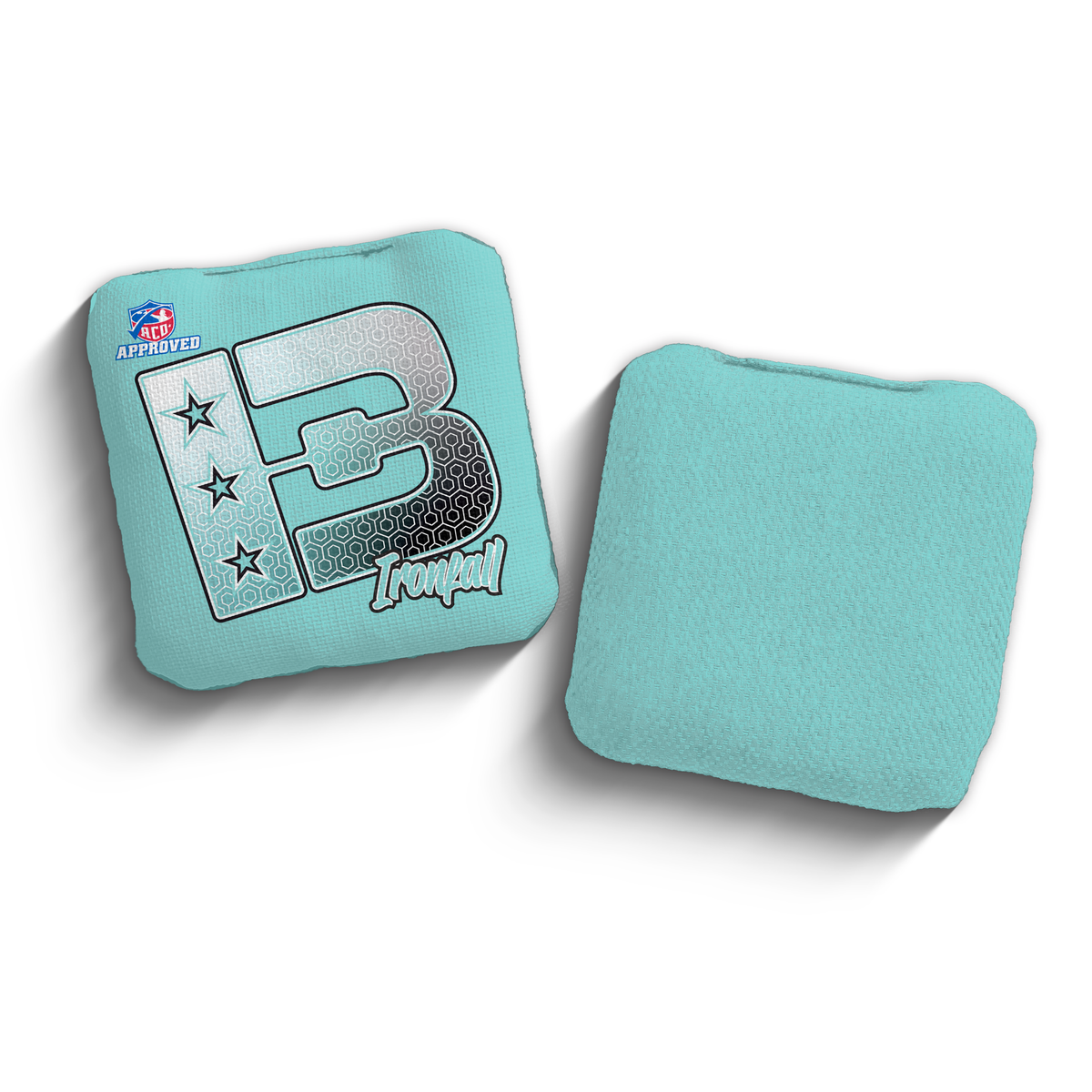2027 Brotherhood Cornhole Ironfall Hexagon Edition ACO Stamped Cornhole Bags - Aqua