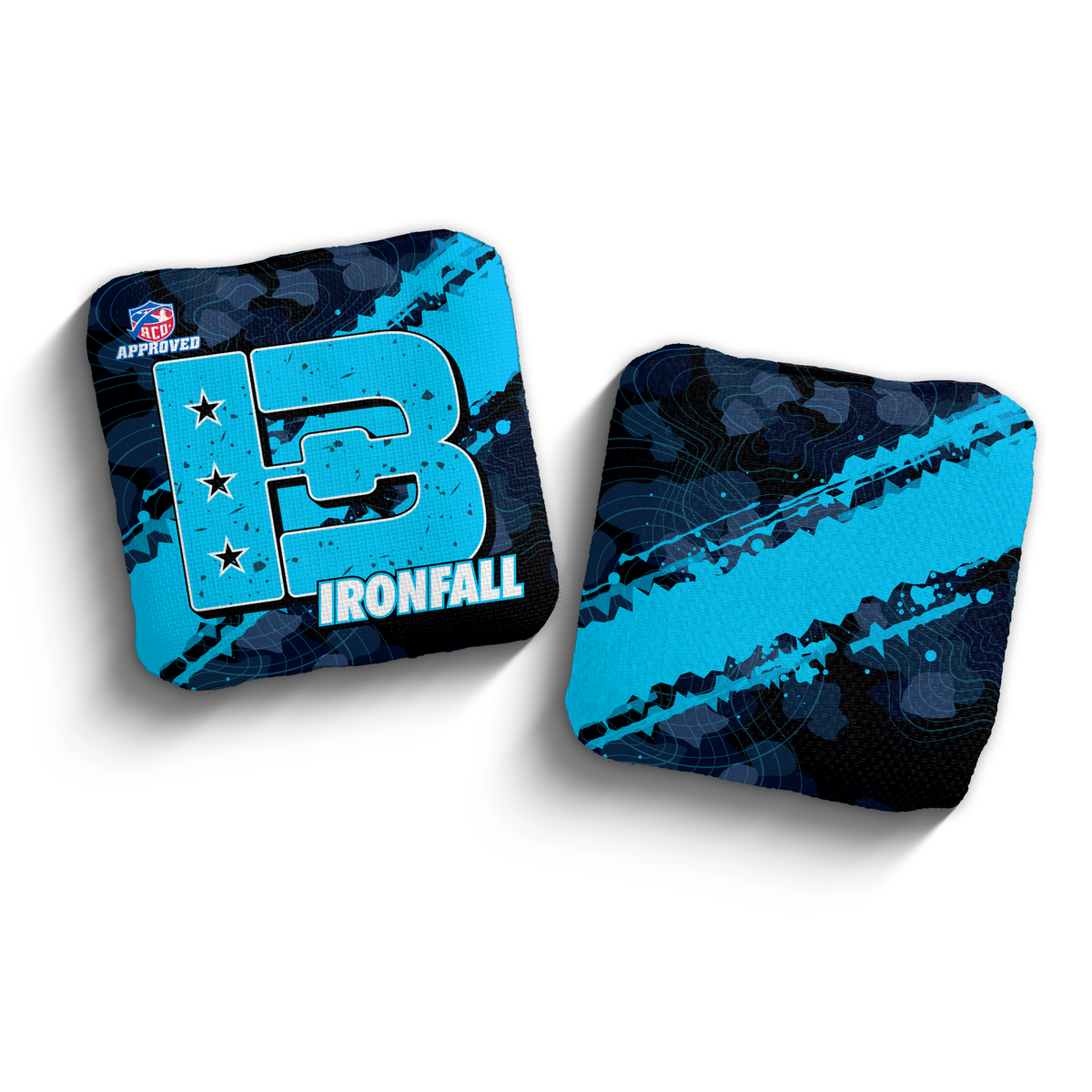2027 Brotherhood Cornhole Ironfall Ridgeline Edition ACO Stamped Cornhole Bags - Cyan
