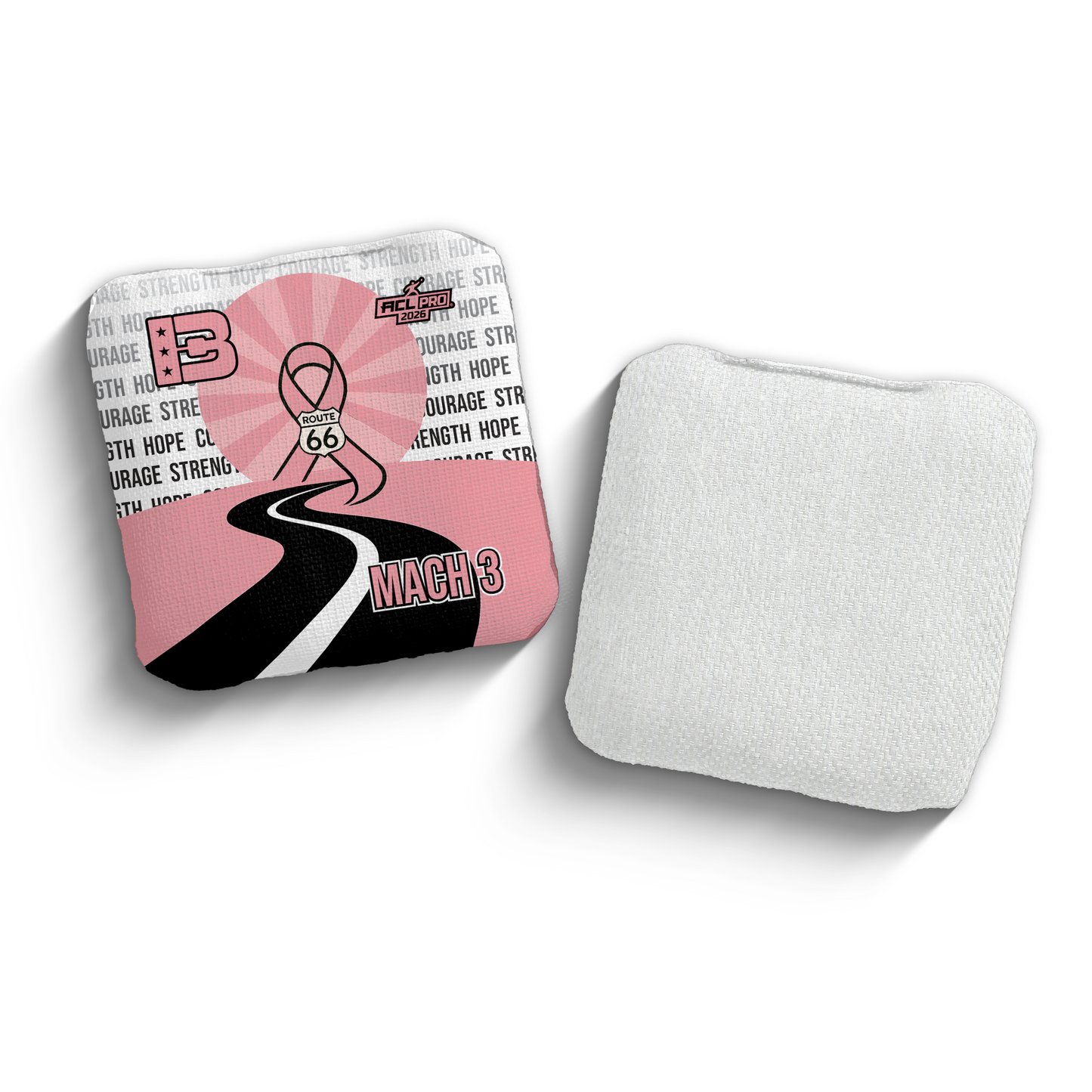 2026 Brotherhood Cornhole Mach 3 Route 66 Breast Cancer Awareness Collaboration ACL Pro Stamped Cornhole Bags