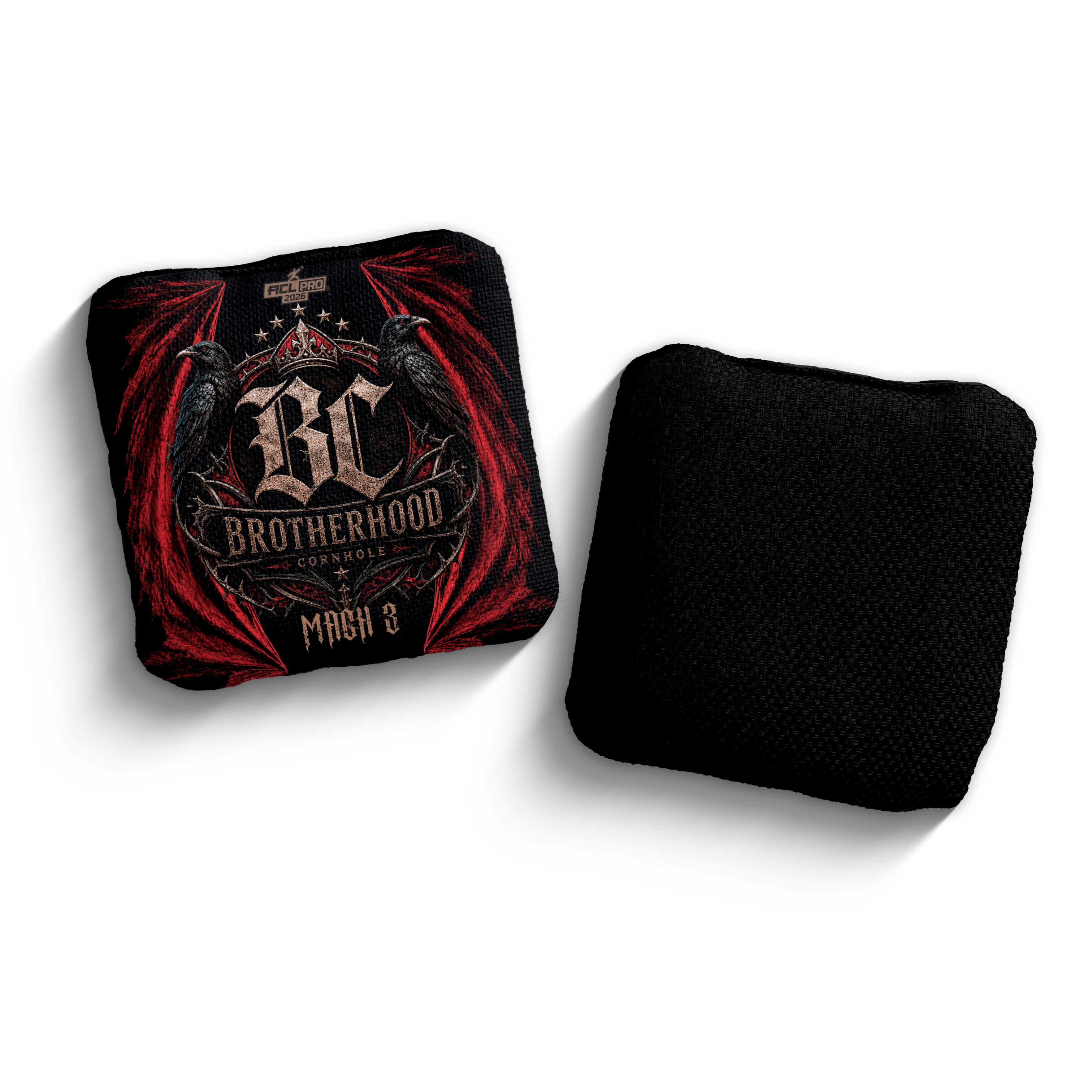 2026 Brotherhood Cornhole Mach 3 Black Crown Edition ACL Pro Stamped Cornhole Bags