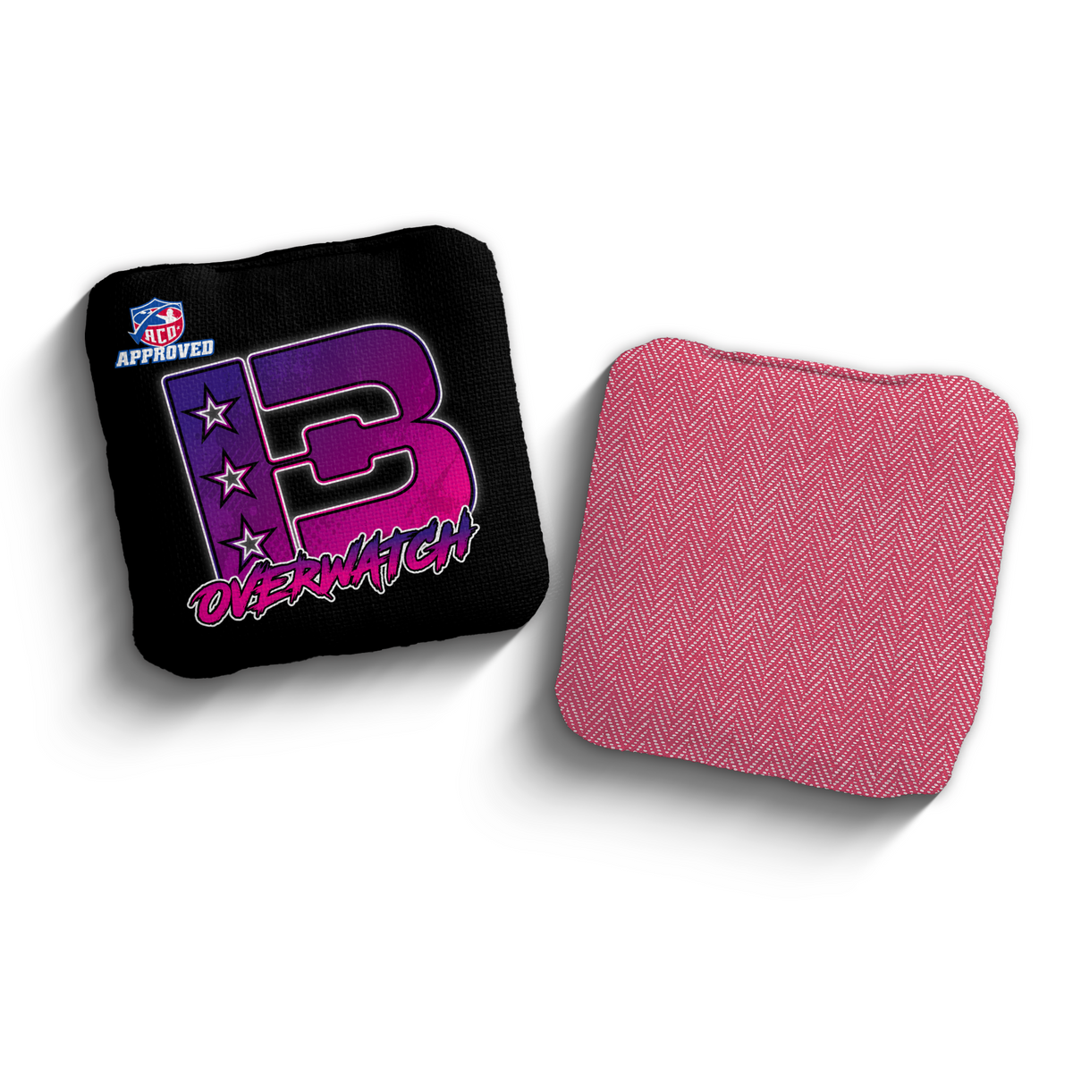 Overwatch Broadcast Black Pink ACO Stamped cornhole bags