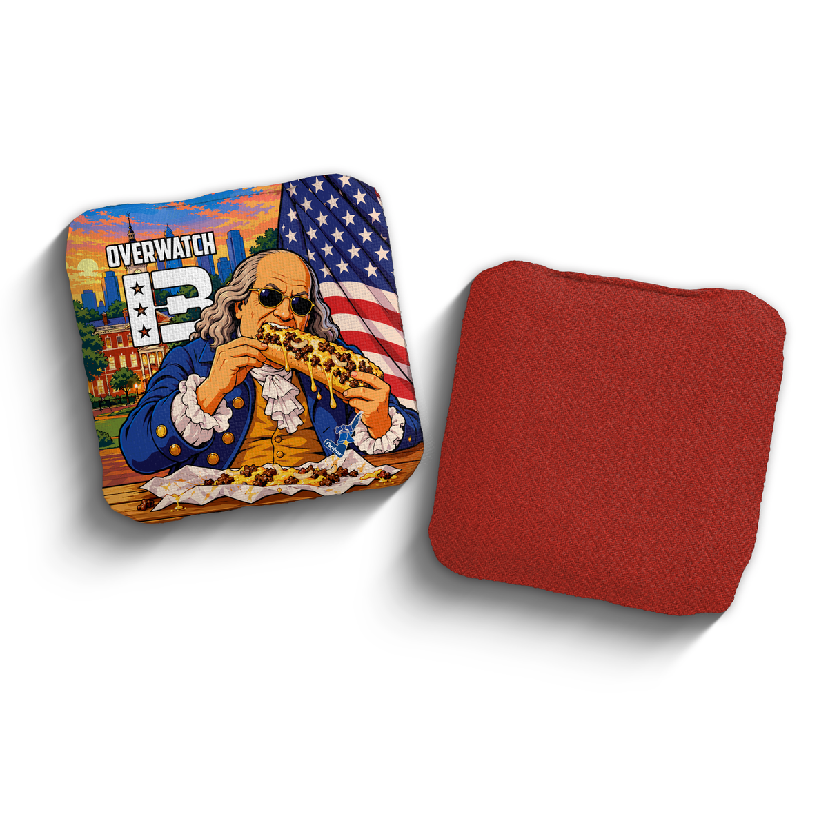 Overwatch Benjamin Franklin Edition PCA Stamped cornhole bags