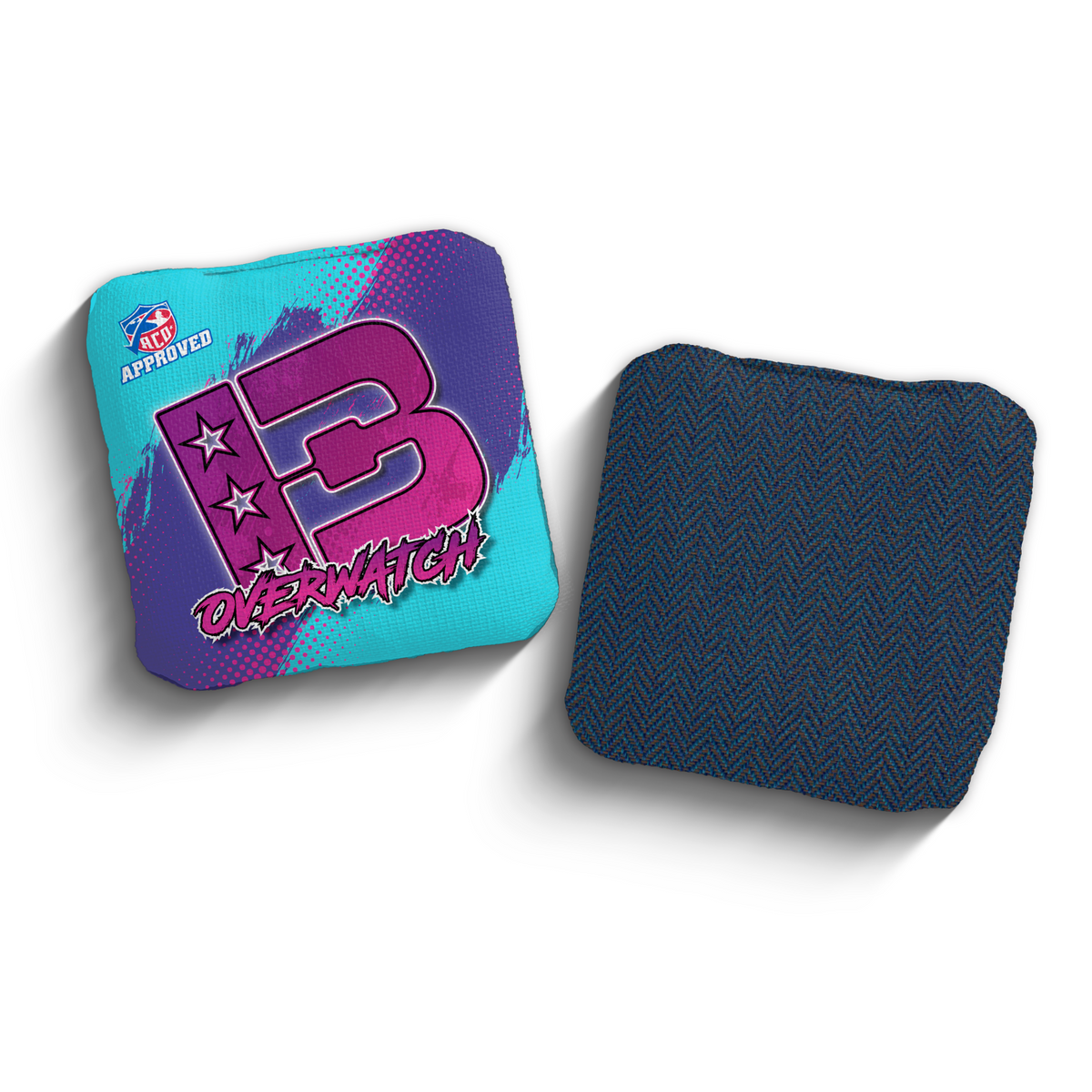 Overwatch Grunge Gradient CYA-PUR ACO Stamped cornhole bags