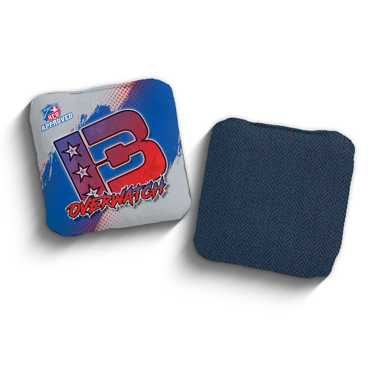 Overwatch Grunge Gradient RED-BLU ACO Stamped cornhole bags