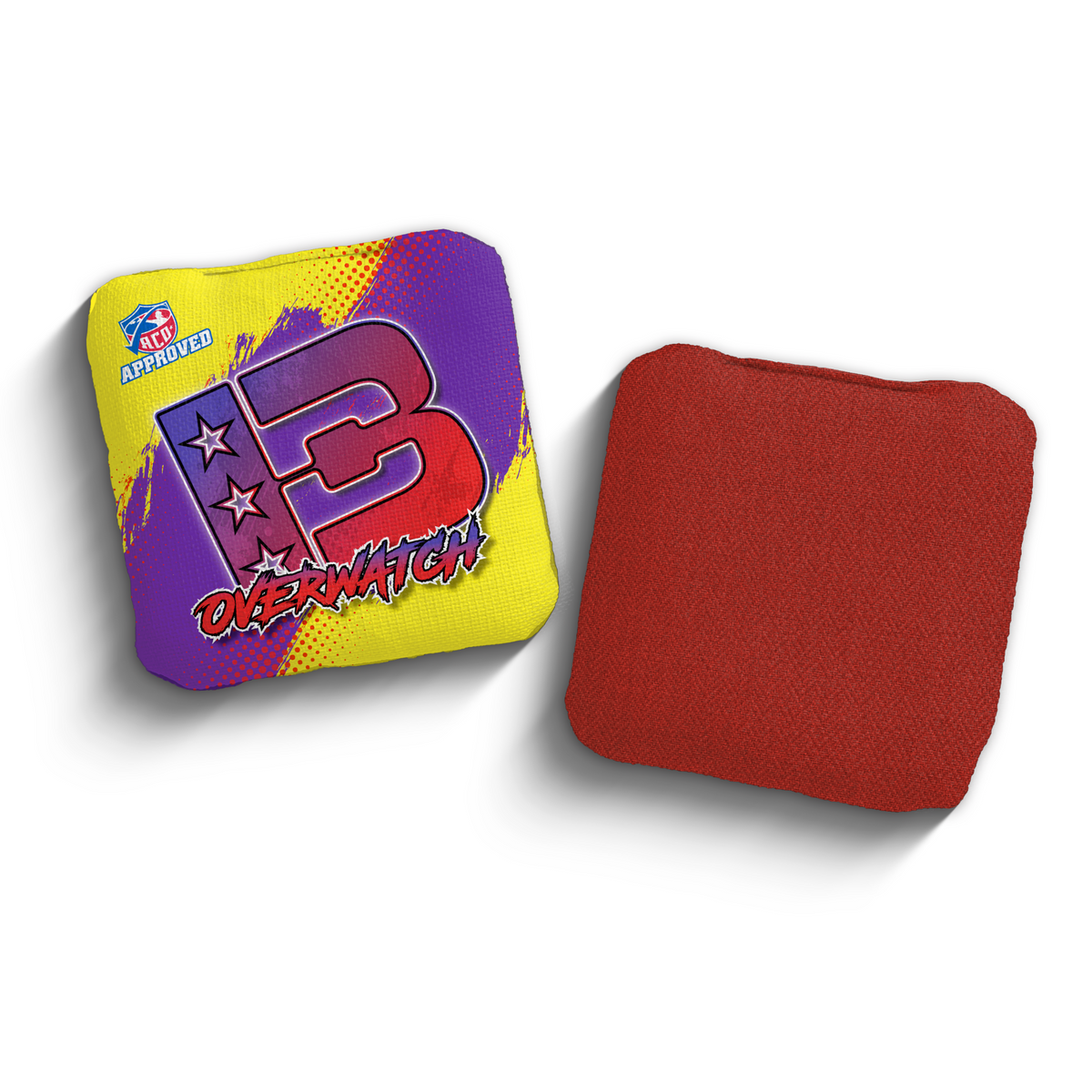 Overwatch Grunge Gradient YEL-PUR ACO Stamped cornhole bags