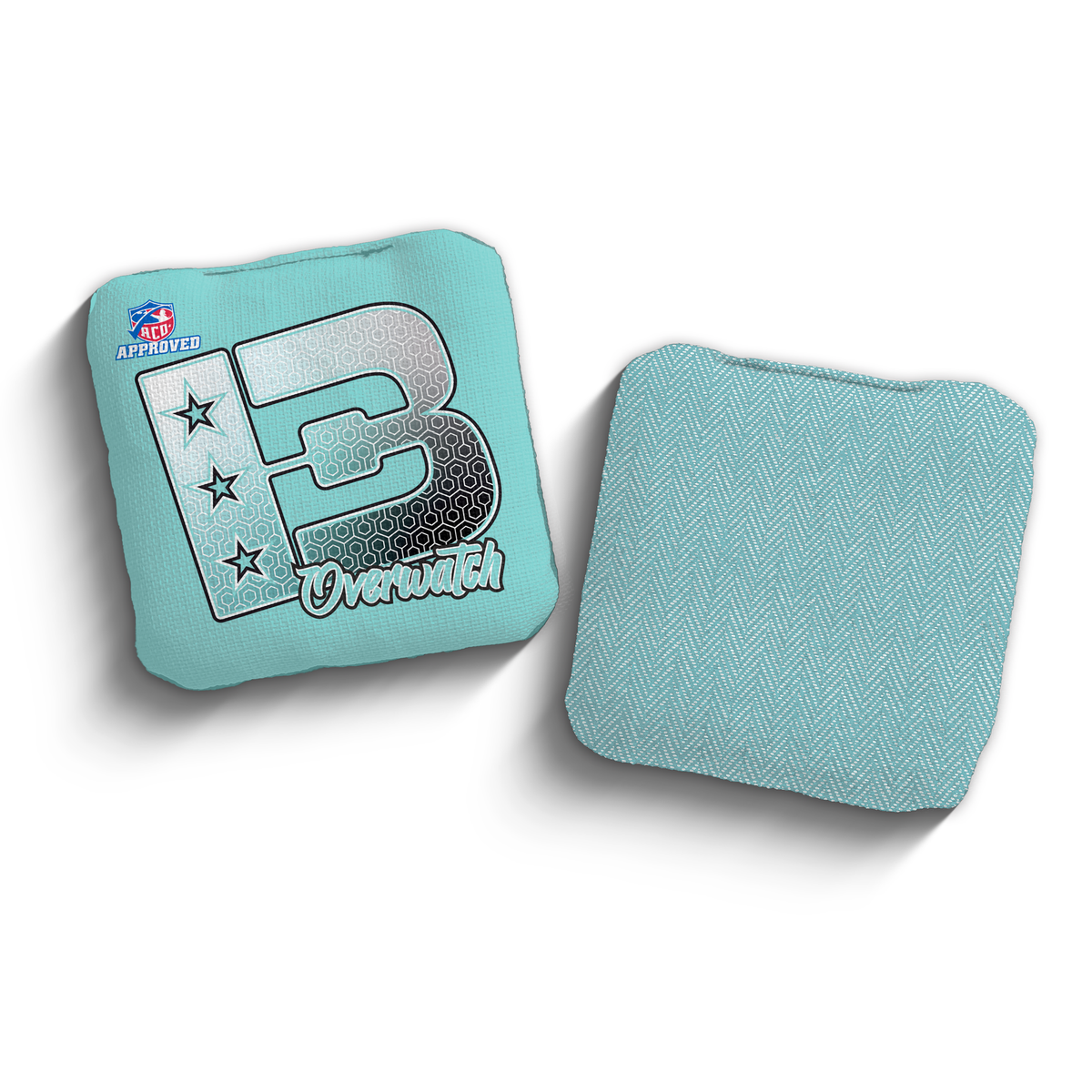 2027 Brotherhood Cornhole Overwatch Hexagon Edition ACO Stamped Cornhole Bags - Aqua