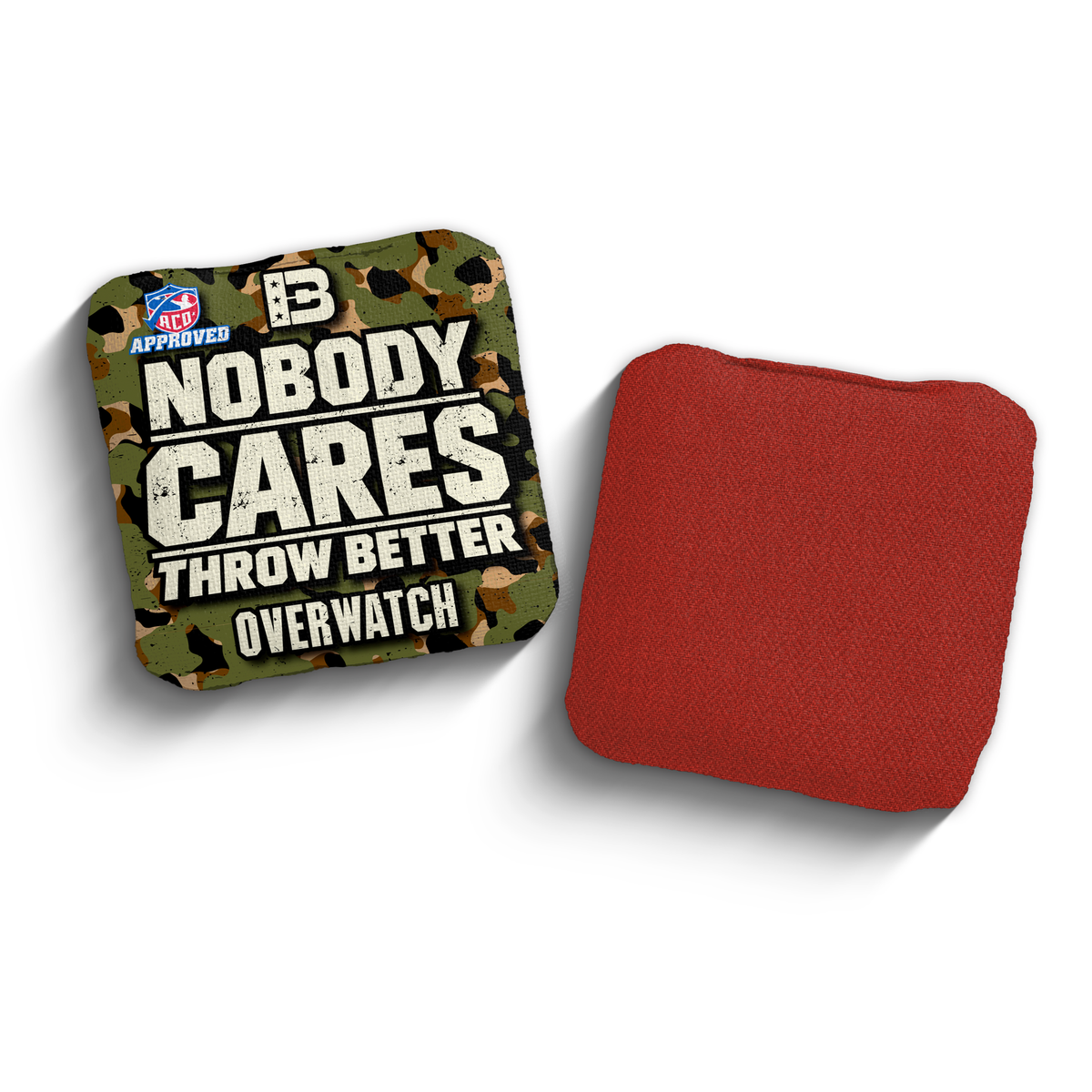 2027 Brotherhood Cornhole Overwatch Nobody Cares Camo Edition ACO Stamped Cornhole Bags - Green